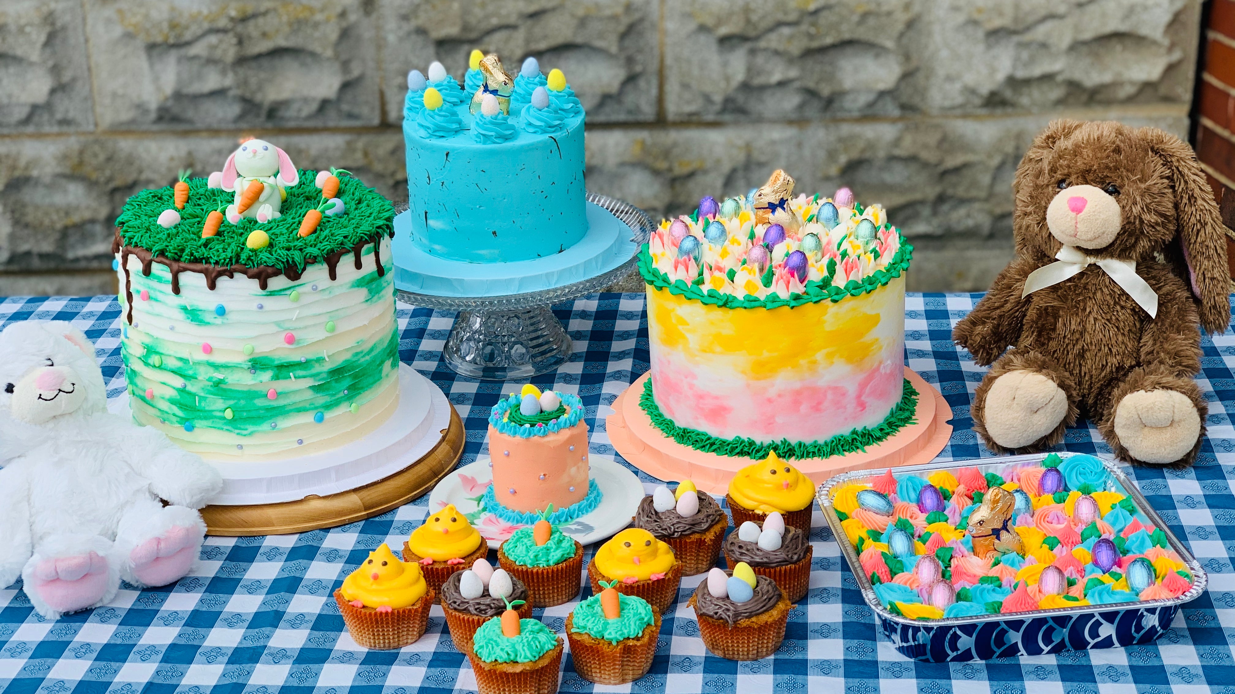 variety of cakes on a table