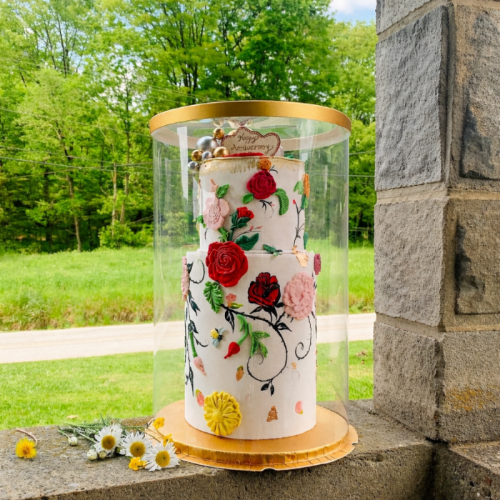 11.75" x 17.5" Tall Clear Round Cake Box with Gold Base for Tiered Cakes - variant_product_type