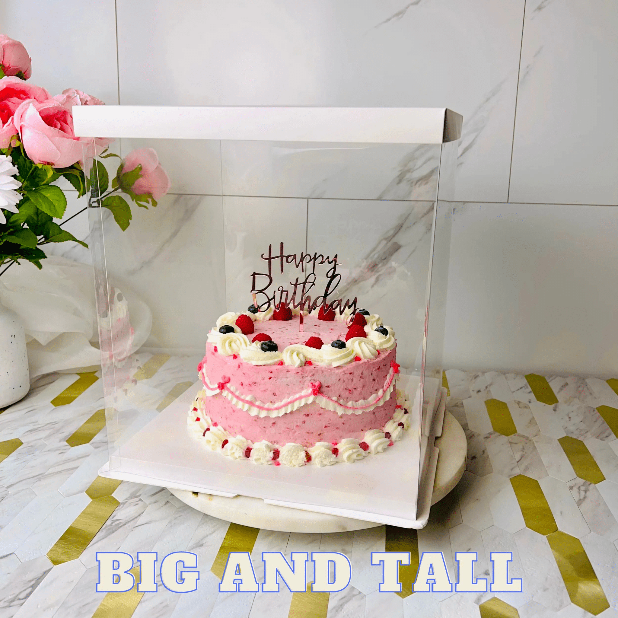12 Inches Square Tall Clear Cake Boxes With Sturdy Lid - Square Cake box