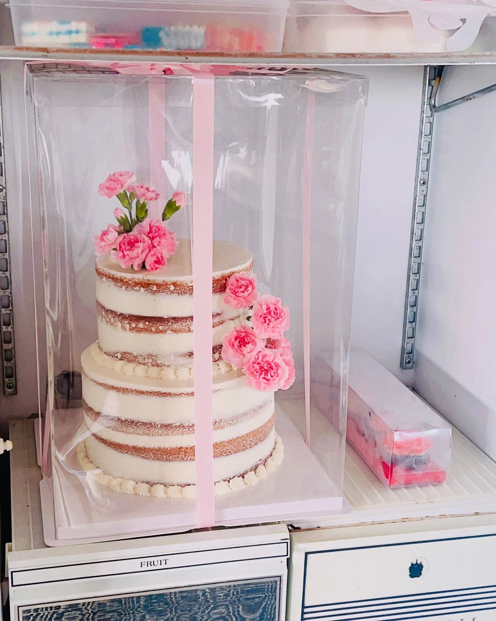 4 Tier Extra Tall Clear Cake Box With Ribbon - 13"L x 13"W x 19.5"H - S13195Sweet Degrees Kitchen