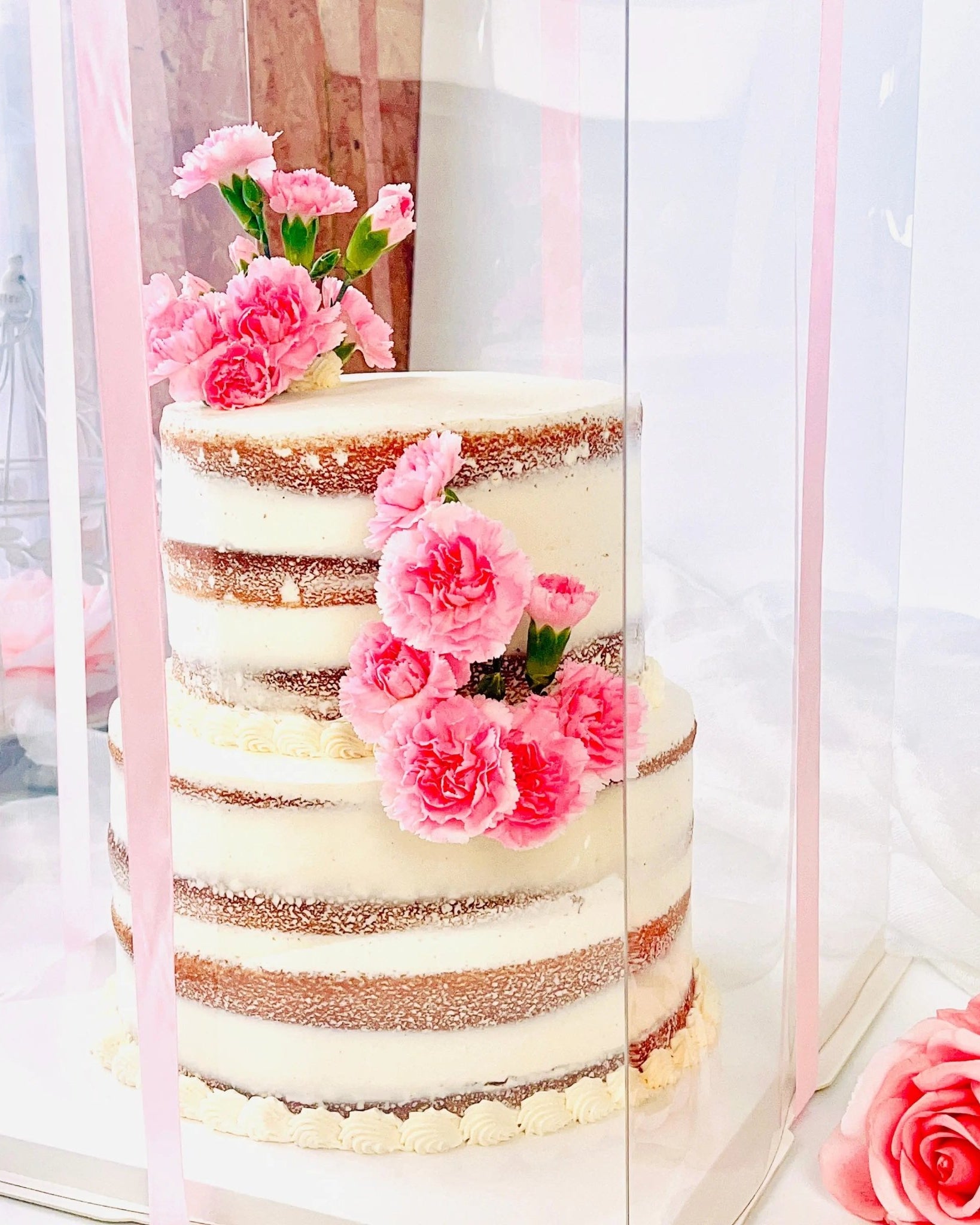 4 Tier Extra Tall Clear Cake Box With Ribbon - 13"L x 13"W x 19.5"H - S13195Sweet Degrees Kitchen