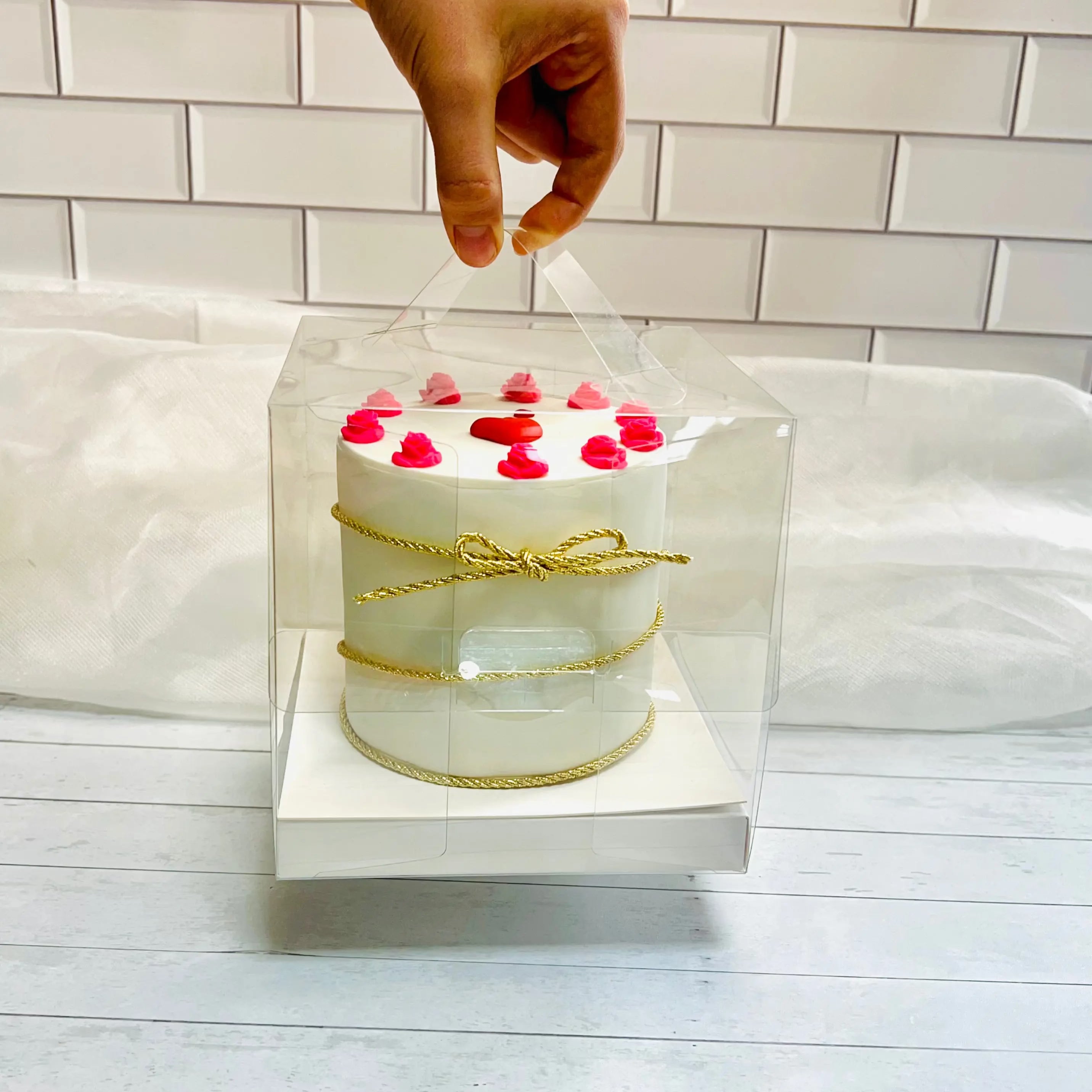 6 inch square clear small cake box