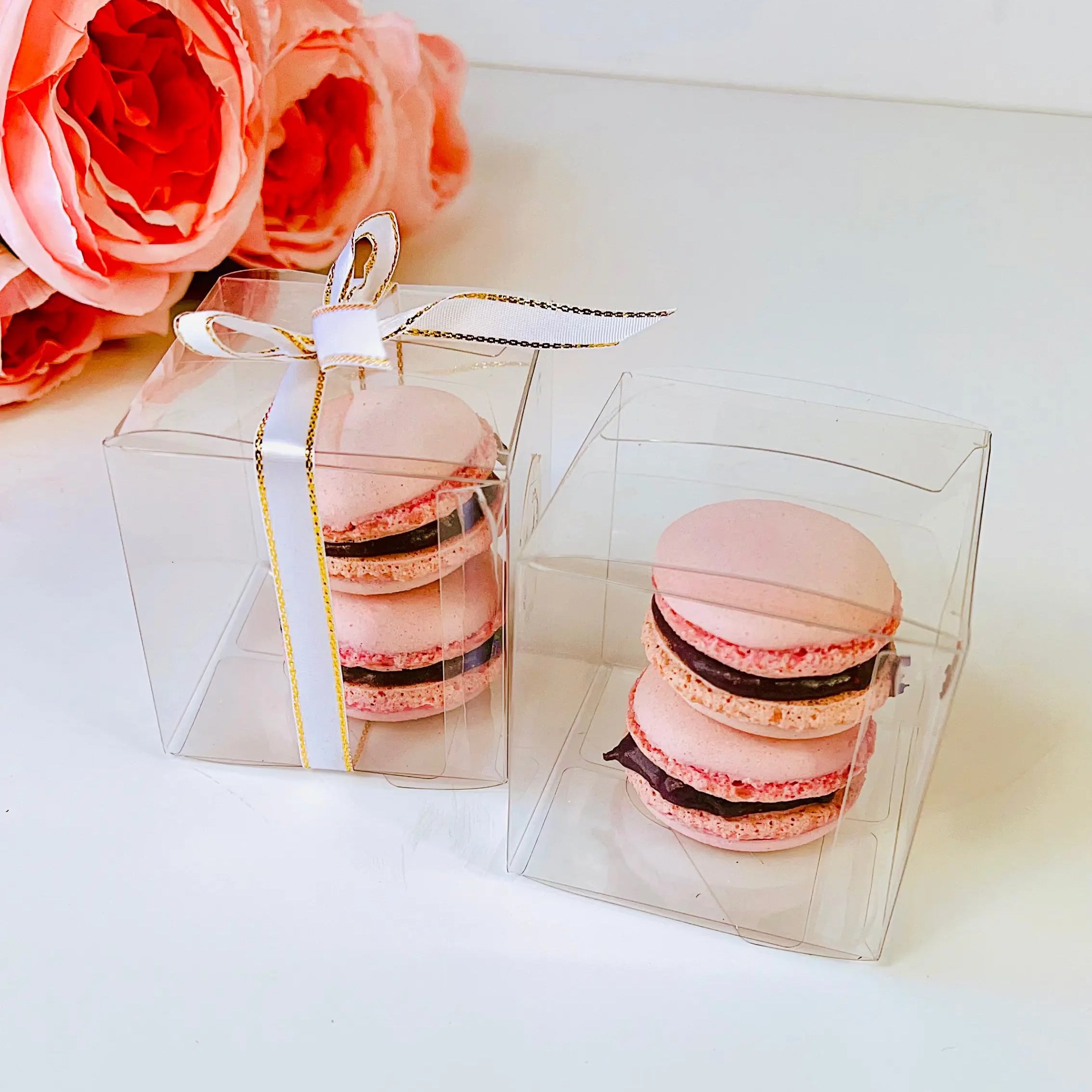 Small Square Clear Macaron Wedding Favor Boxes