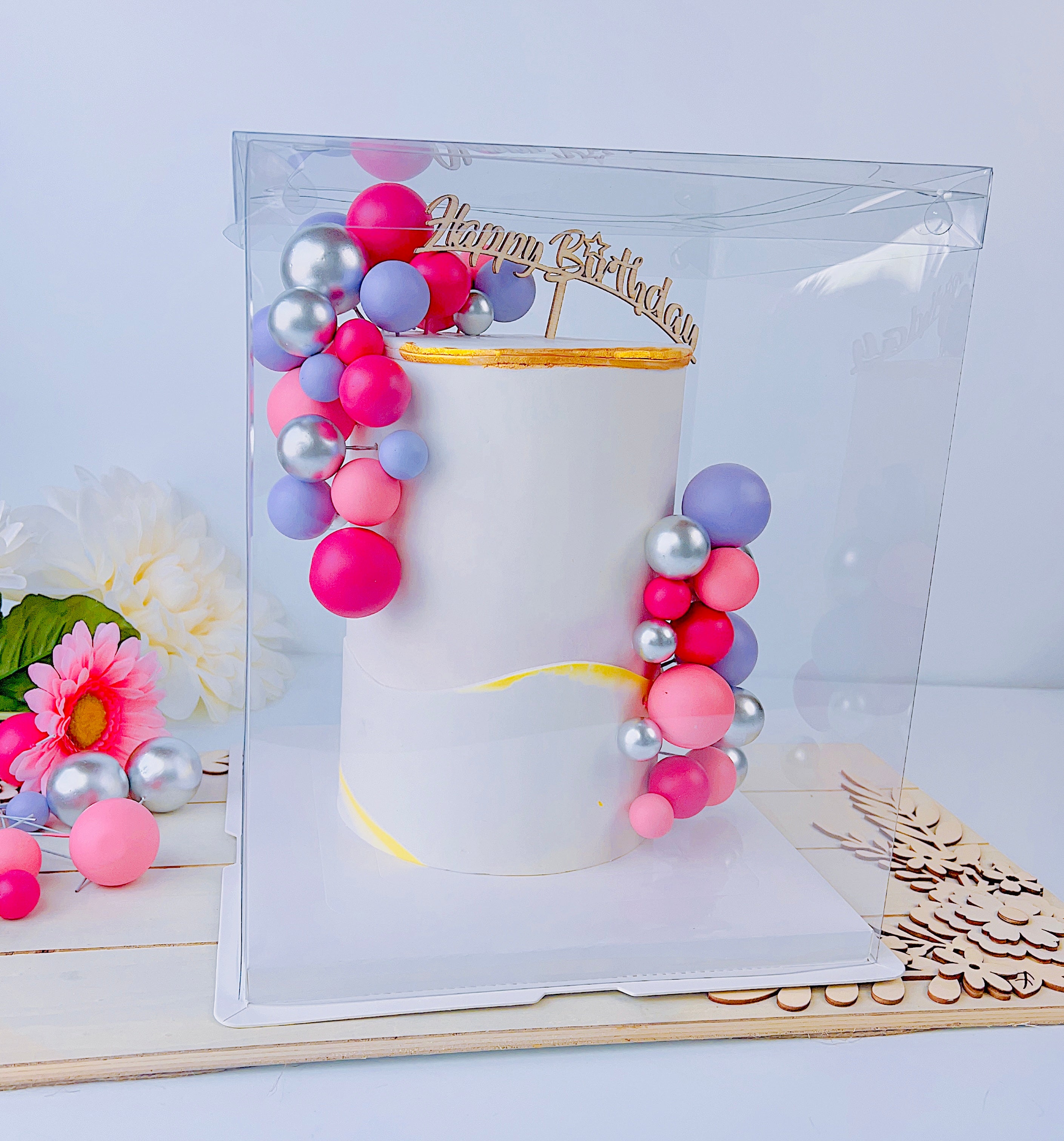 Extra Tall Clear Square Cake Box 10"L x 10"W x 12"H