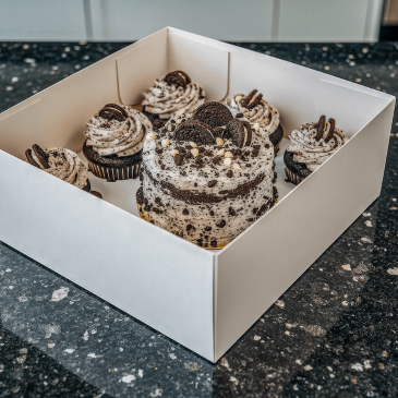 Cake and Cupcake Bento Box with Clear Lid - 1 Cake & 5 Cupcakes - cakecupake5 Cupcake boxes