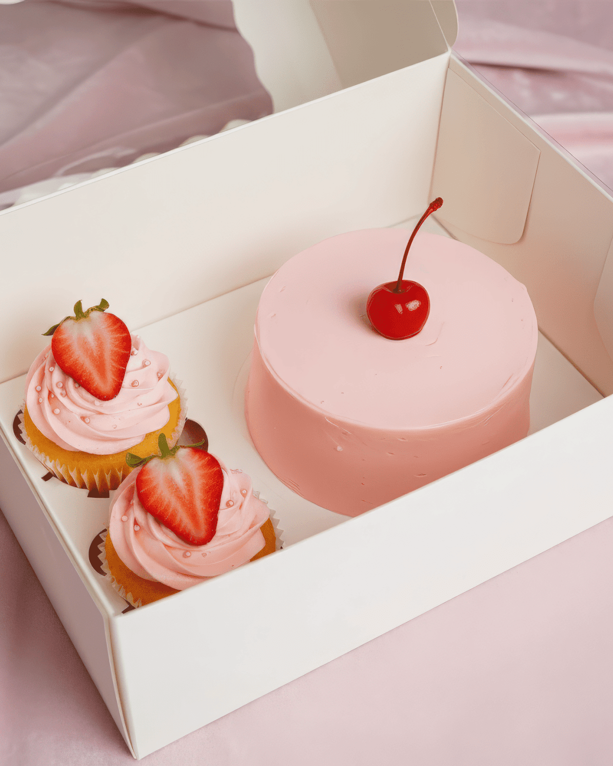 Cake and Cupcake Bento Boxes with Clear Lid - 1 Cake & 2 Cupcakes - Cupcake boxes
