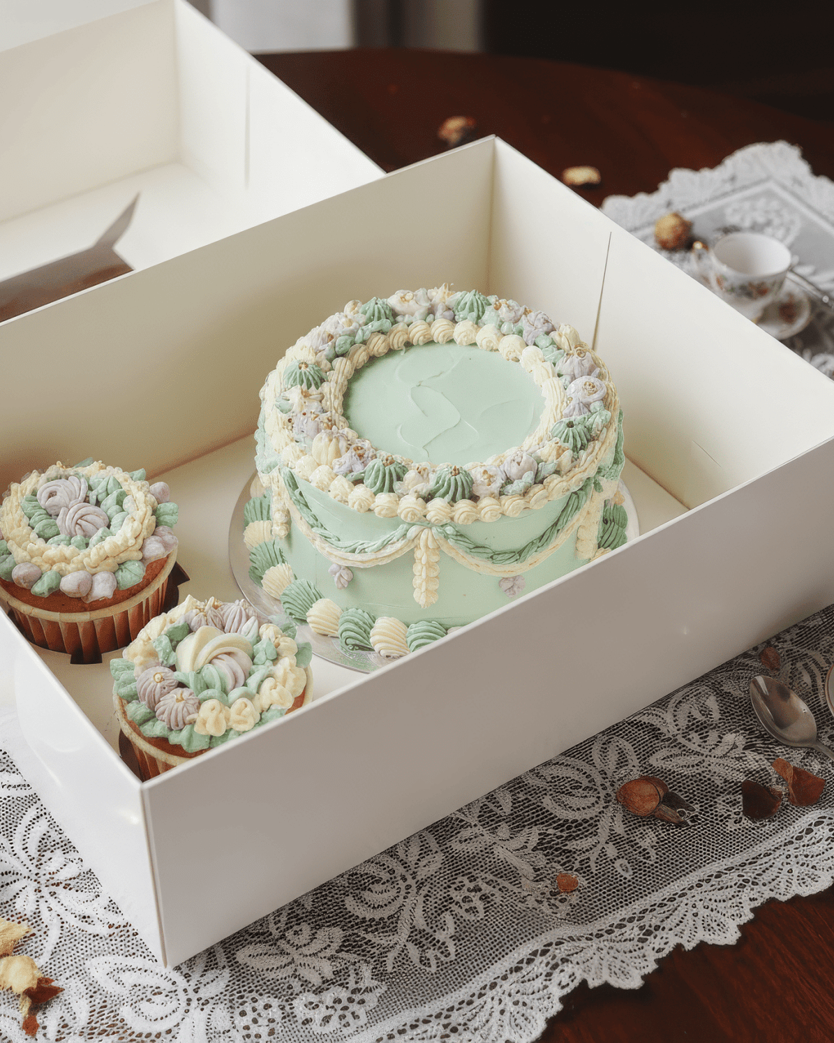 Cake and Cupcake Bento Boxes with Clear Lid - 1 Cake & 2 Cupcakes - Cupcake boxes