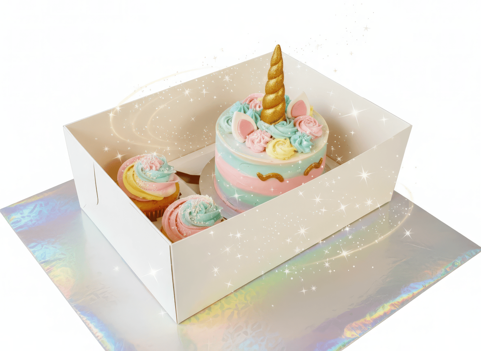 Cake and Cupcake Bento Boxes with Clear Lid - 1 Cake & 2 Cupcakes - Cupcake boxes
