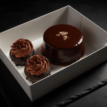 Cake and Cupcake Bento Boxes with Clear Lid - 1 Cake & 2 Cupcakes - Cupcake boxes