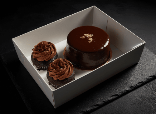 Cake and Cupcake Bento Boxes with Clear Lid - 1 Cake & 2 Cupcakes - Cupcake boxes