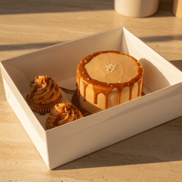 Cake and Cupcake Bento Boxes with Clear Lid - 1 Cake & 2 Cupcakes - Cupcake boxes
