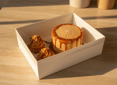 Cake and Cupcake Bento Boxes with Clear Lid - 1 Cake & 2 Cupcakes - Cupcake boxes