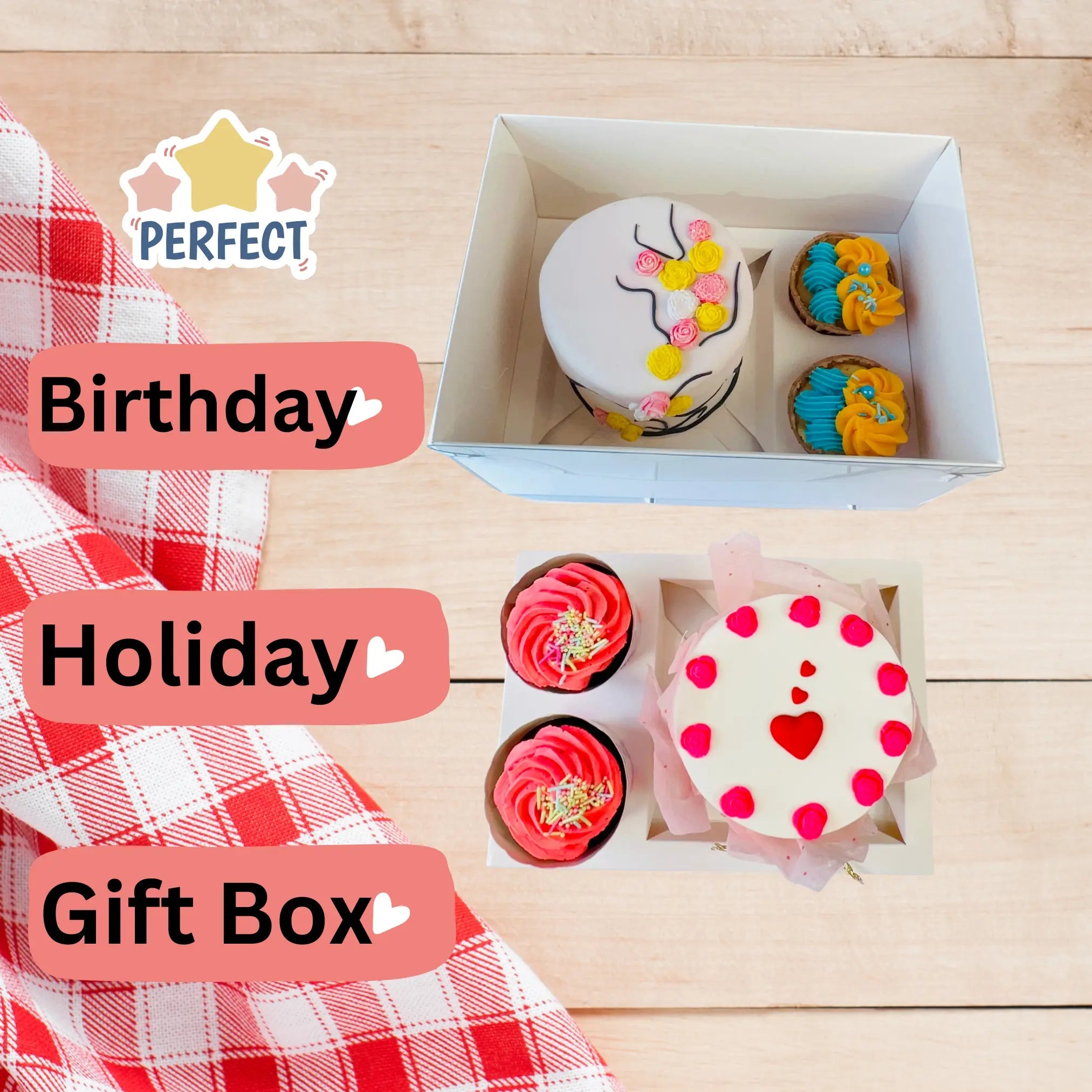 Cake and Cupcakes Bento Boxes With Clear Lid and 2 Cupcake Holes - Sweet Degrees Kitchen