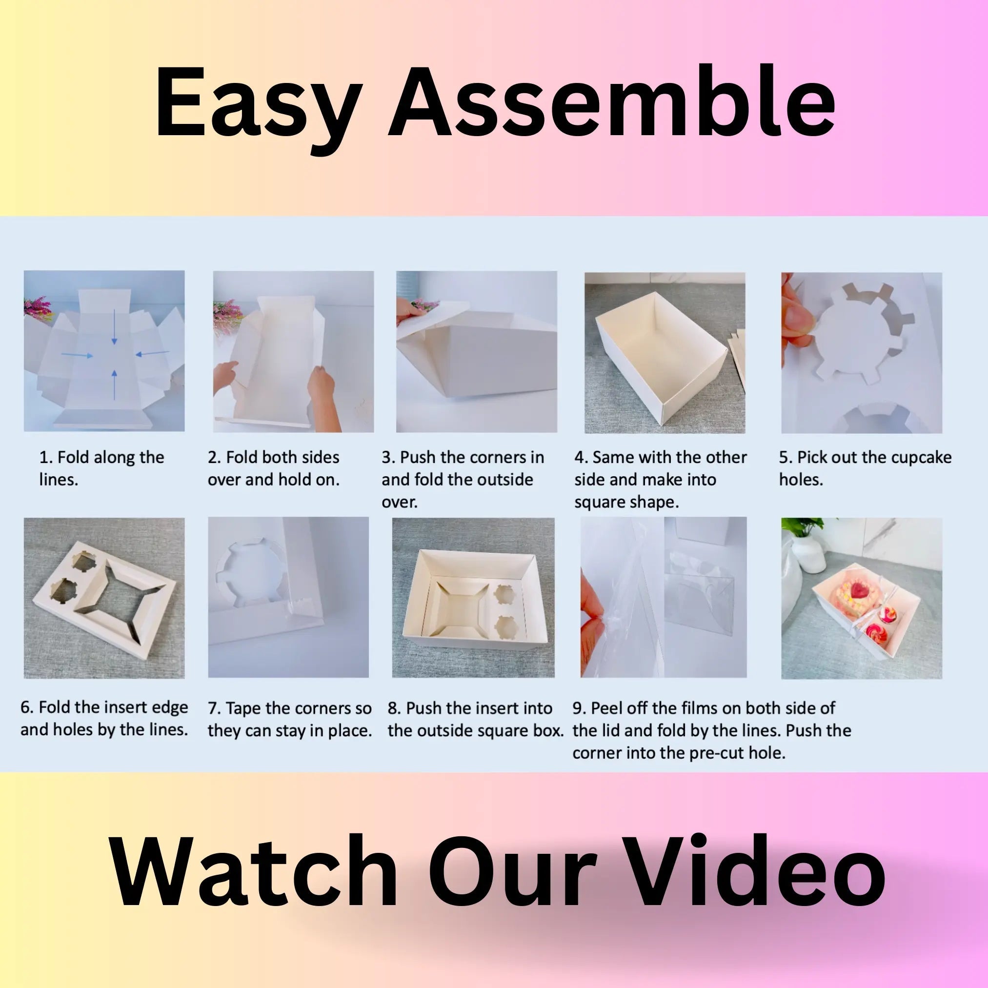 Cake and Cupcake Bento Boxes with Clear Lid 1 Cake and 2 Cupcakes - Cupcake boxes