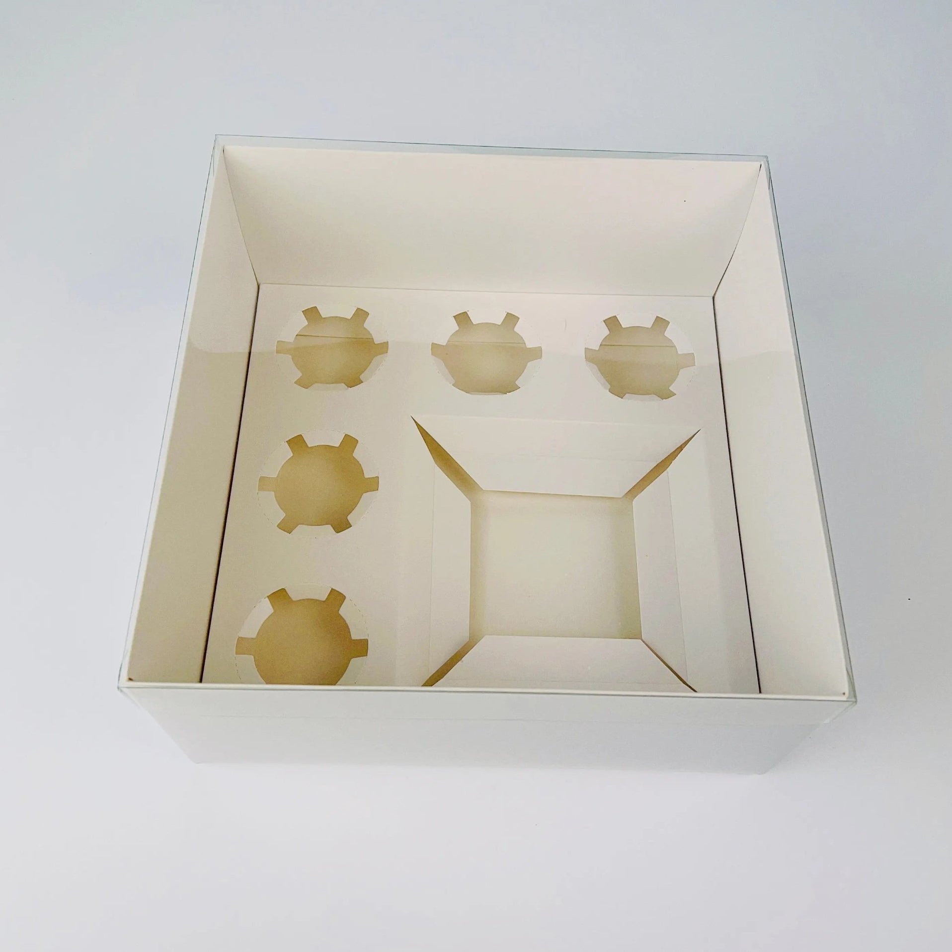 Cake and Cupcake Bento Box Clear Lid 1 Cake and 5 Cupcakes - cakecupake5 Cupcake boxes