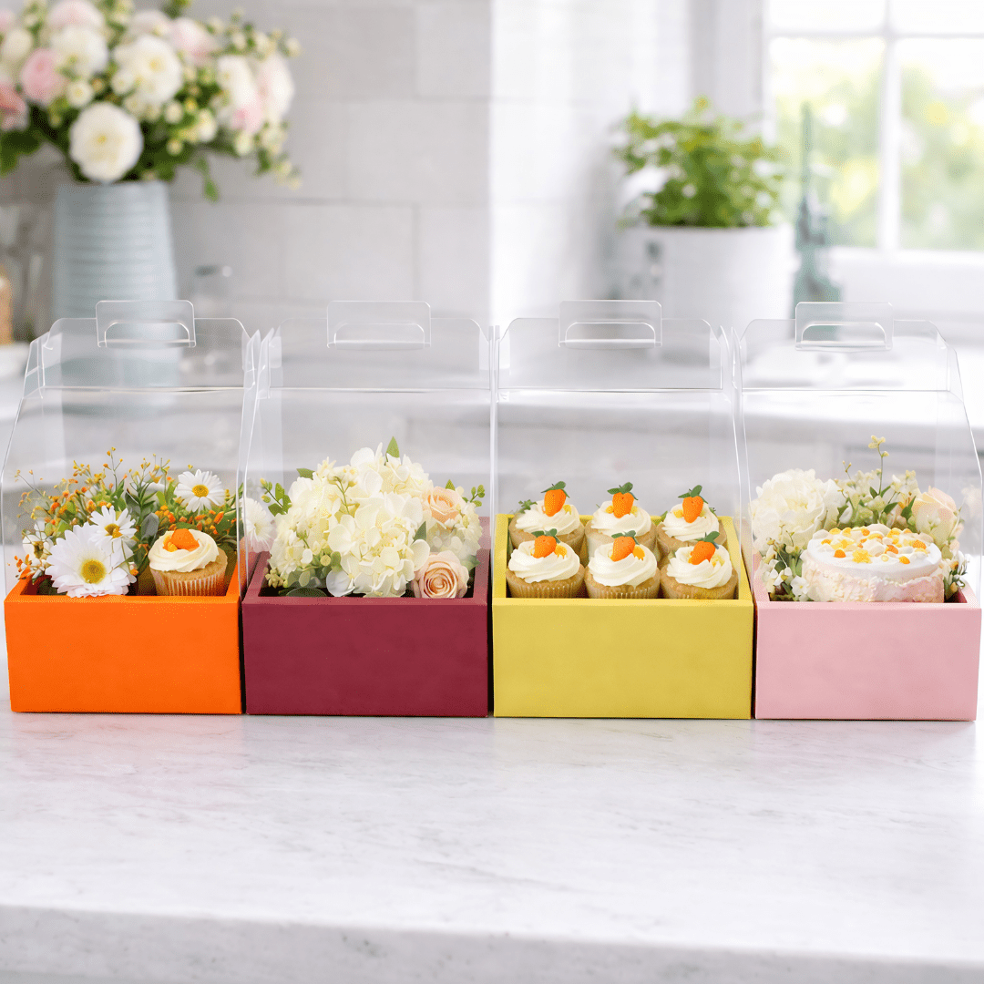 Clear Flower Bento Cake Box with Handle - variant_product_type