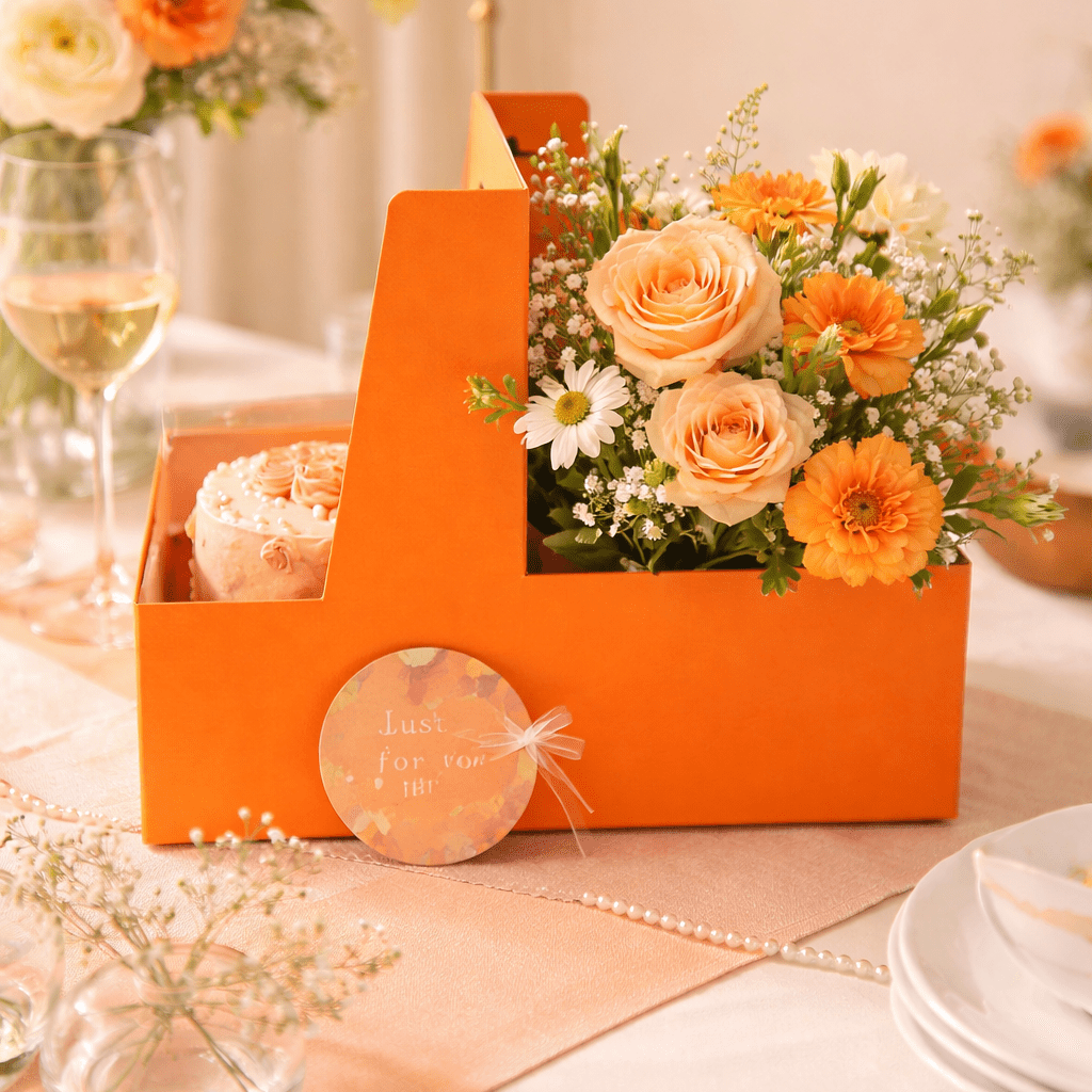 Clear Flower Bento Cake Box with Handle - variant_product_type