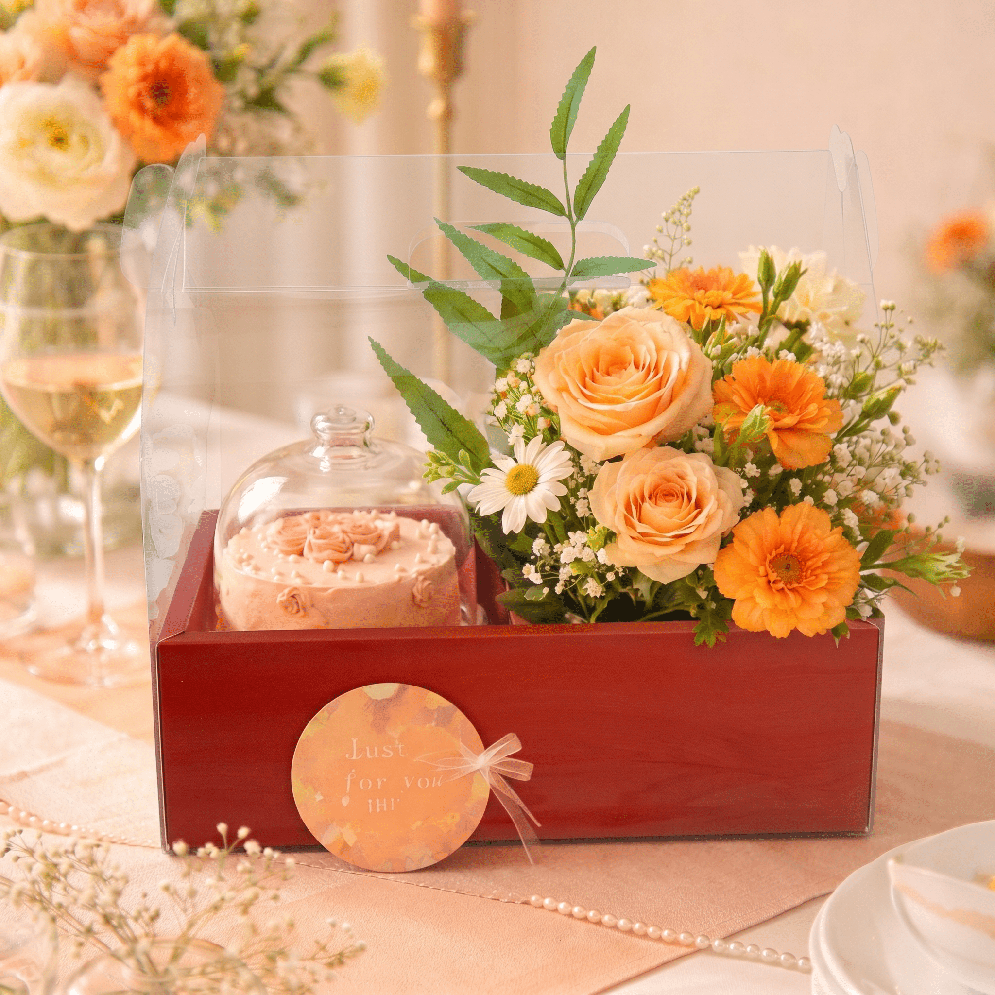 Clear Flower Bento Cake Box with Handle - variant_product_type