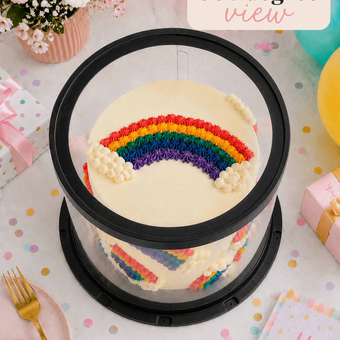 Clear Round Cake Box 10 x 9.5 for Decorated Cakes & Events - variant_product_type