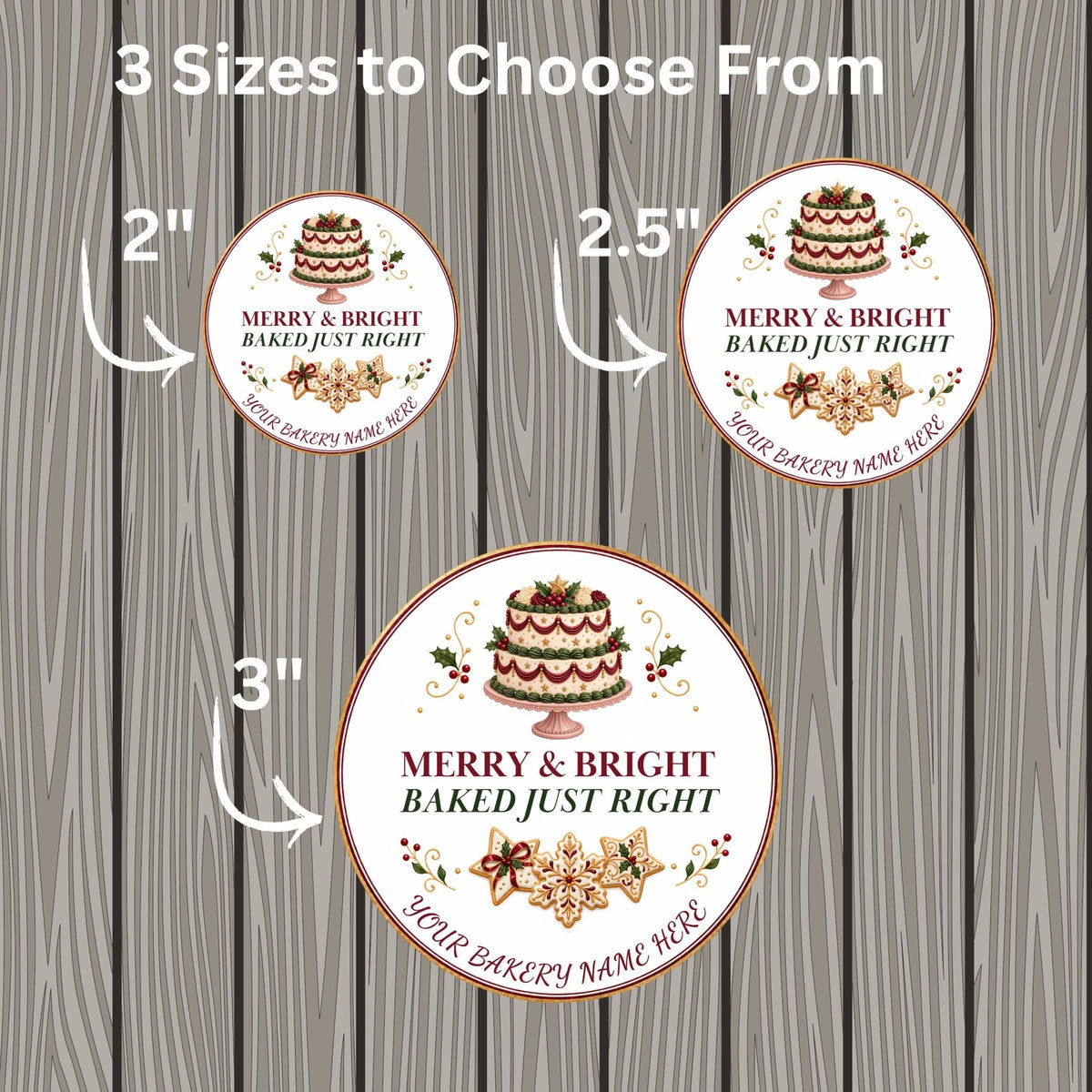 Cookie Box Label, Merry & Bright Christmas Design, Personalized Bakery Packaging Sticker, Festive Homemade Treat Seal