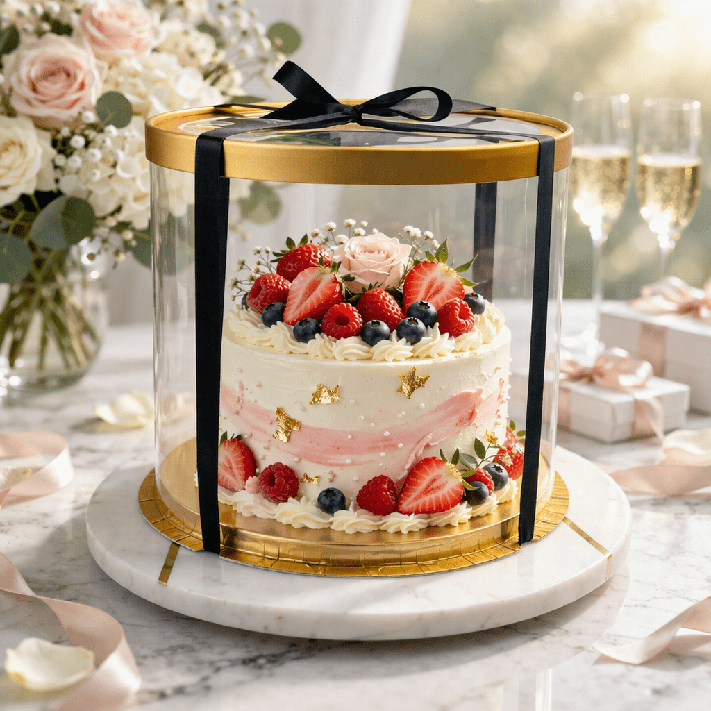 Extra Tall Clear Round Cake Box 8.5 x 11.75 for Tiered Cakes - variant_product_type