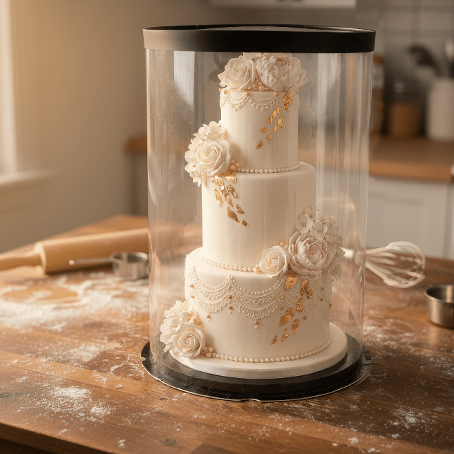 Extra Tall Round Clear Cake Box - 12 Inch Diameter x 18 Inch Tall - Round cake box