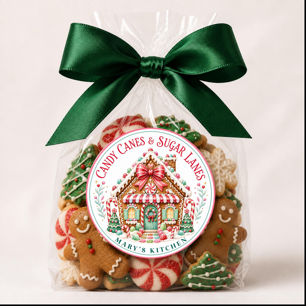 Personalized Christmas Bakery Labels, Round Holiday Treat Packaging Stickers, Custom Cookie Box Seals, Matte or Glossy