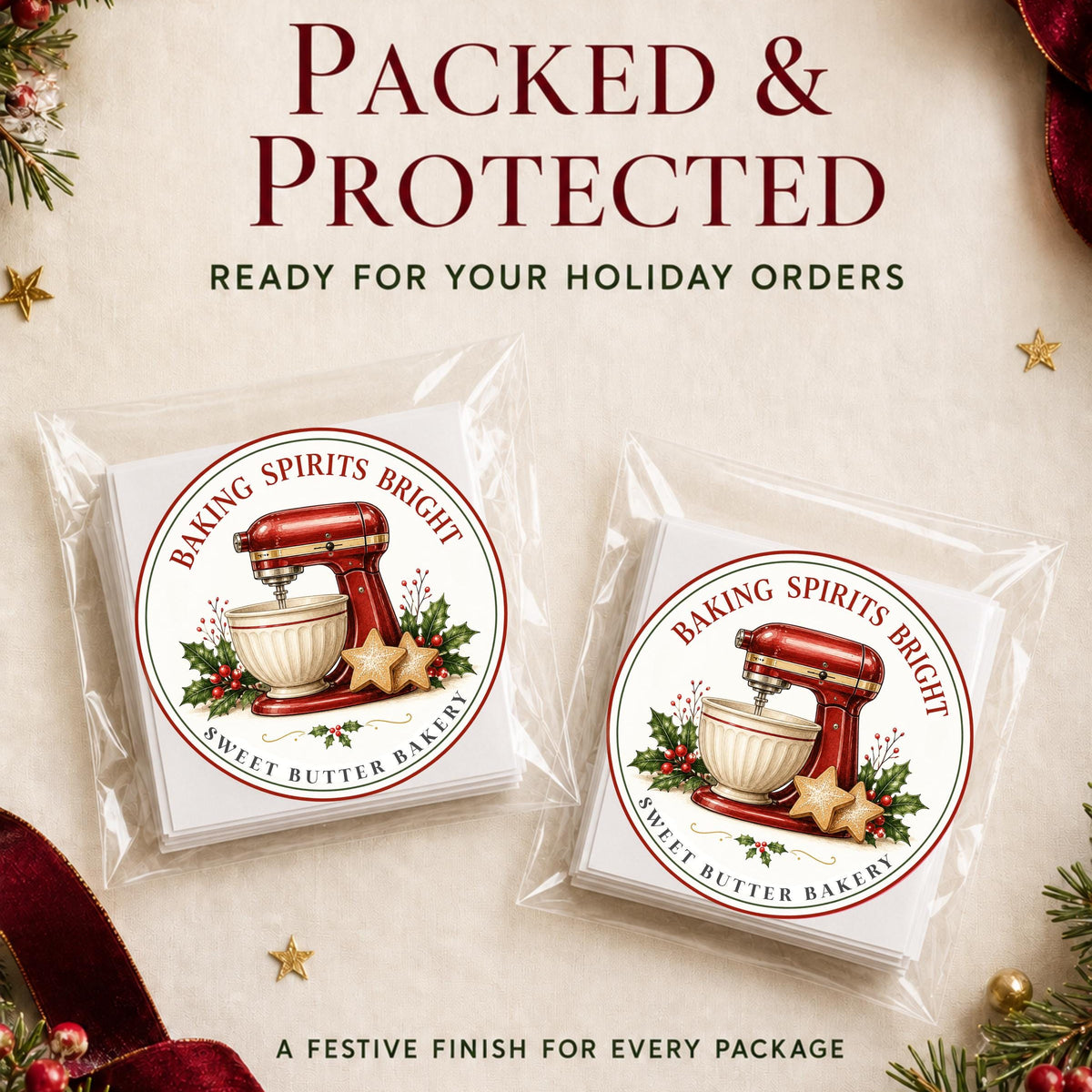 Personalized Christmas Baking Stickers, From the Kitchen of Labels, Holiday Baked Goods Packaging Labels, Custom Bakery Stickers
