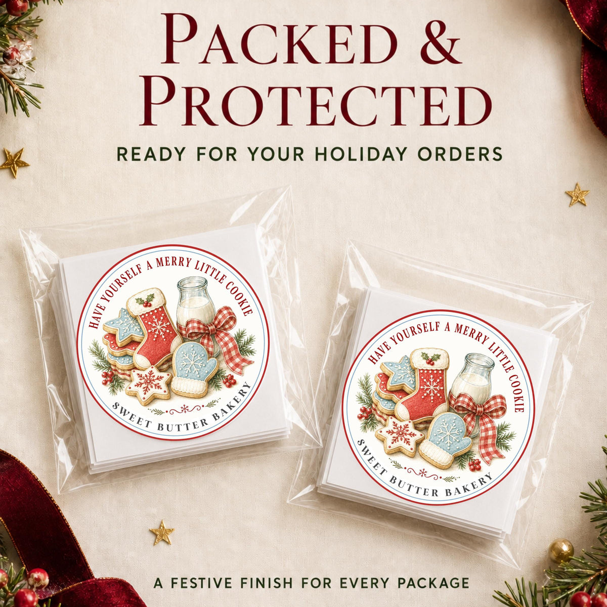 Personalized Christmas Baking Stickers, From the Kitchen of Labels, Holiday Baked Goods Packaging Labels, Custom Bakery Stickers