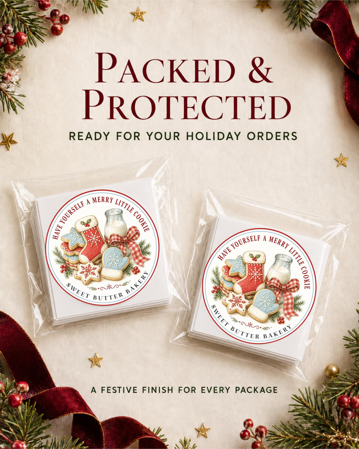 Personalized Christmas Baking Stickers, From the Kitchen of Labels, Holiday Baked Goods Packaging Labels, Custom Bakery Stickers