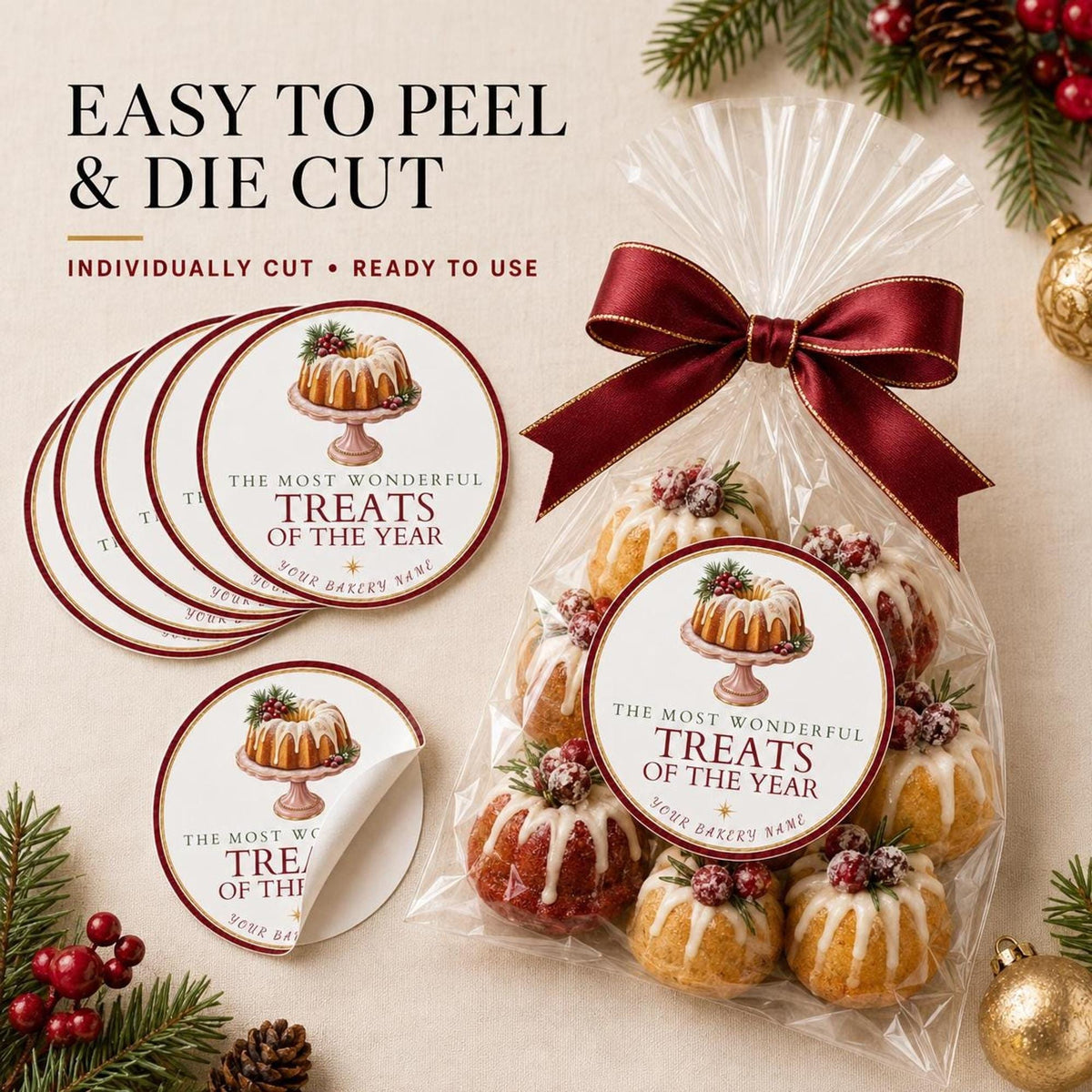 Baking Stickers, Personalized Christmas Kitchen Labels, Holiday Cookie Packaging Seals, Custom Baked With Love Designs