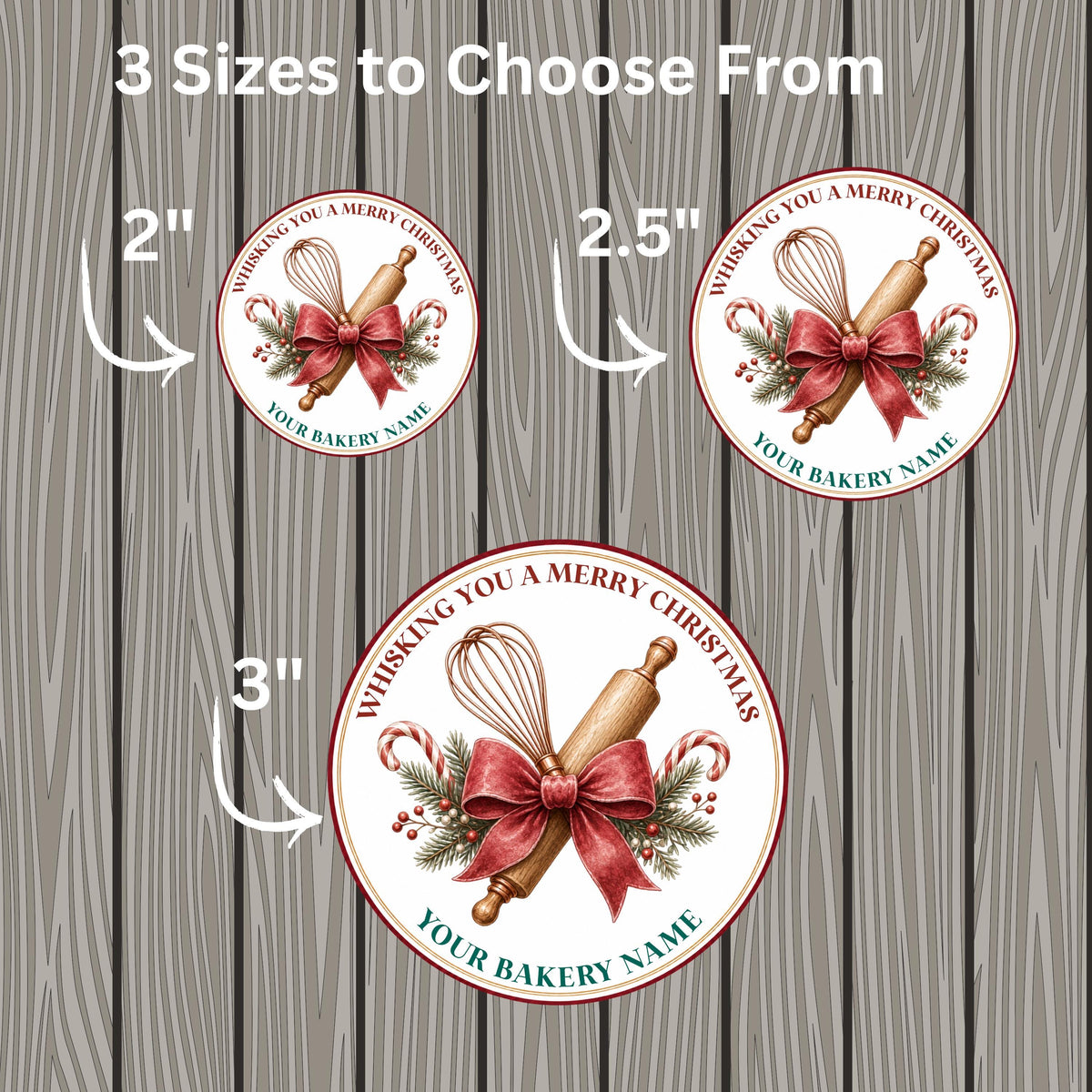 Personalized Labels for Christmas Cookie Boxes, Red Green Holiday Bakery Packaging, Round Stickers, Homemade With Love Gift