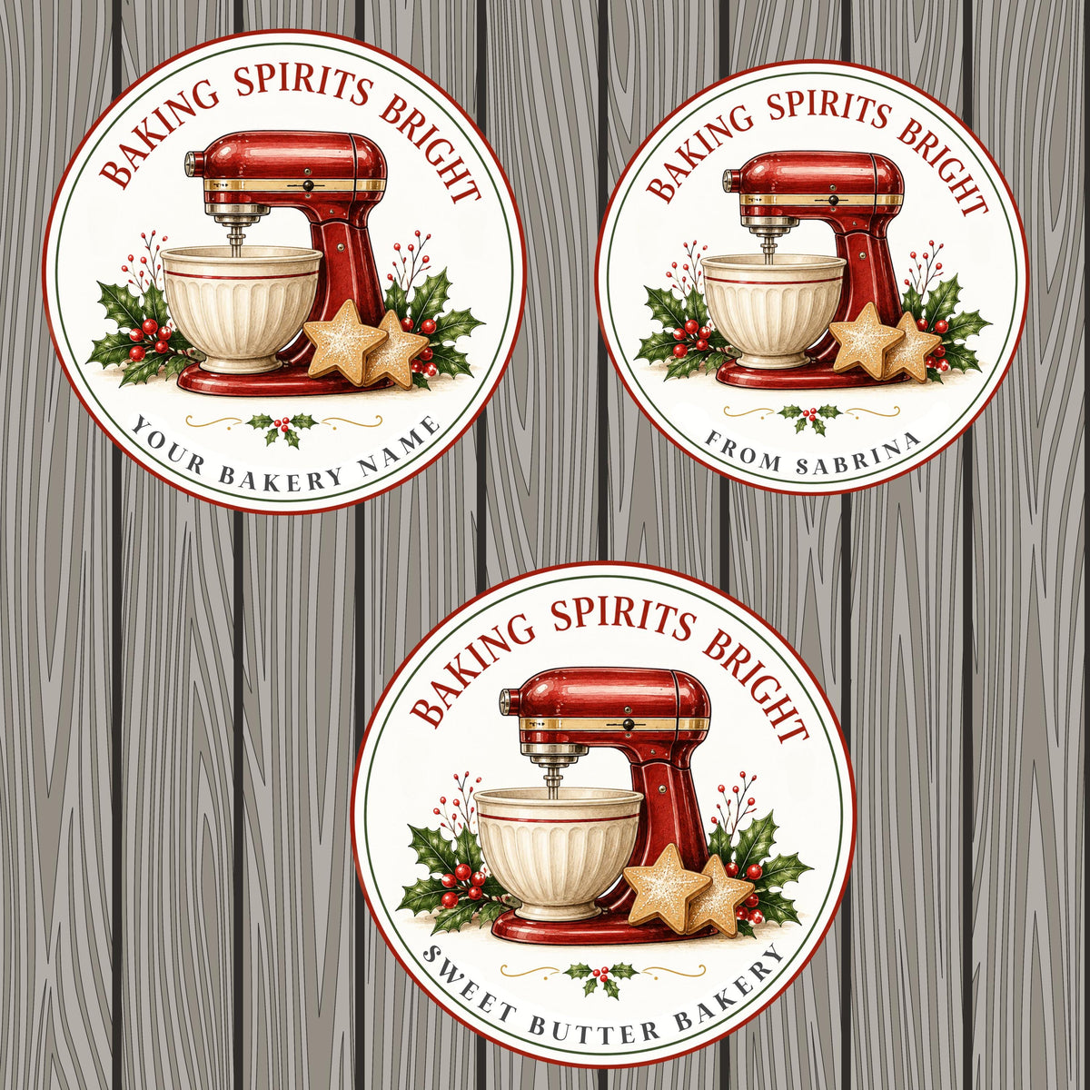 Personalized Christmas Baking Stickers, From the Kitchen of Labels, Holiday Baked Goods Packaging Labels, Custom Bakery Stickers