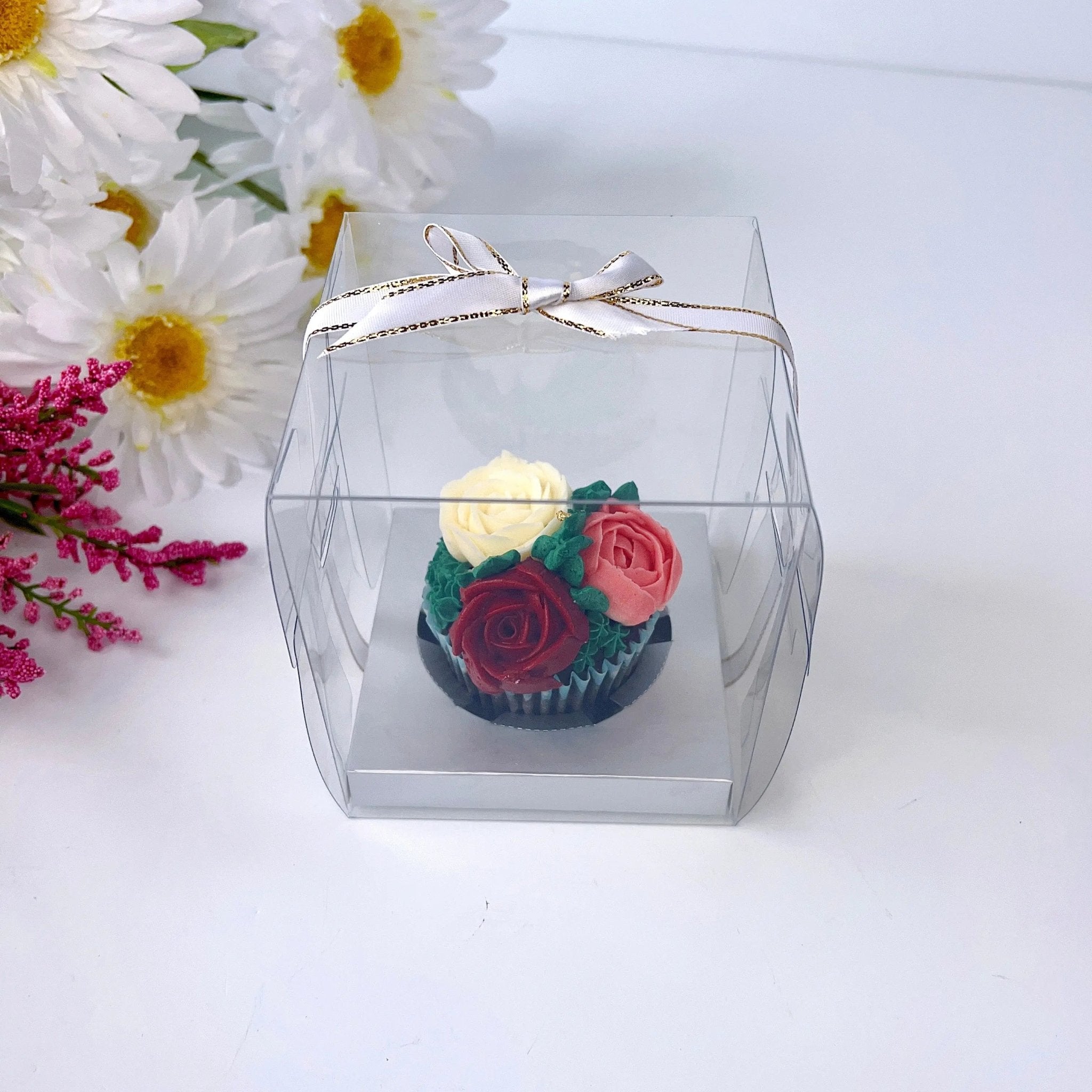Individual Clear Cupcake Boxes With Ribbon 20 Sets - cupcakes1 Cupcake boxes