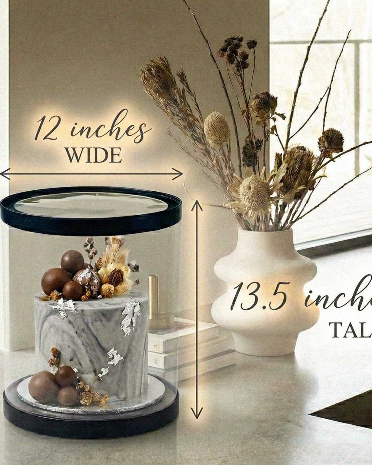 Large Round Tall Clear Cake Box - 12" D x 13.5" H - RW12135 Round cake box
