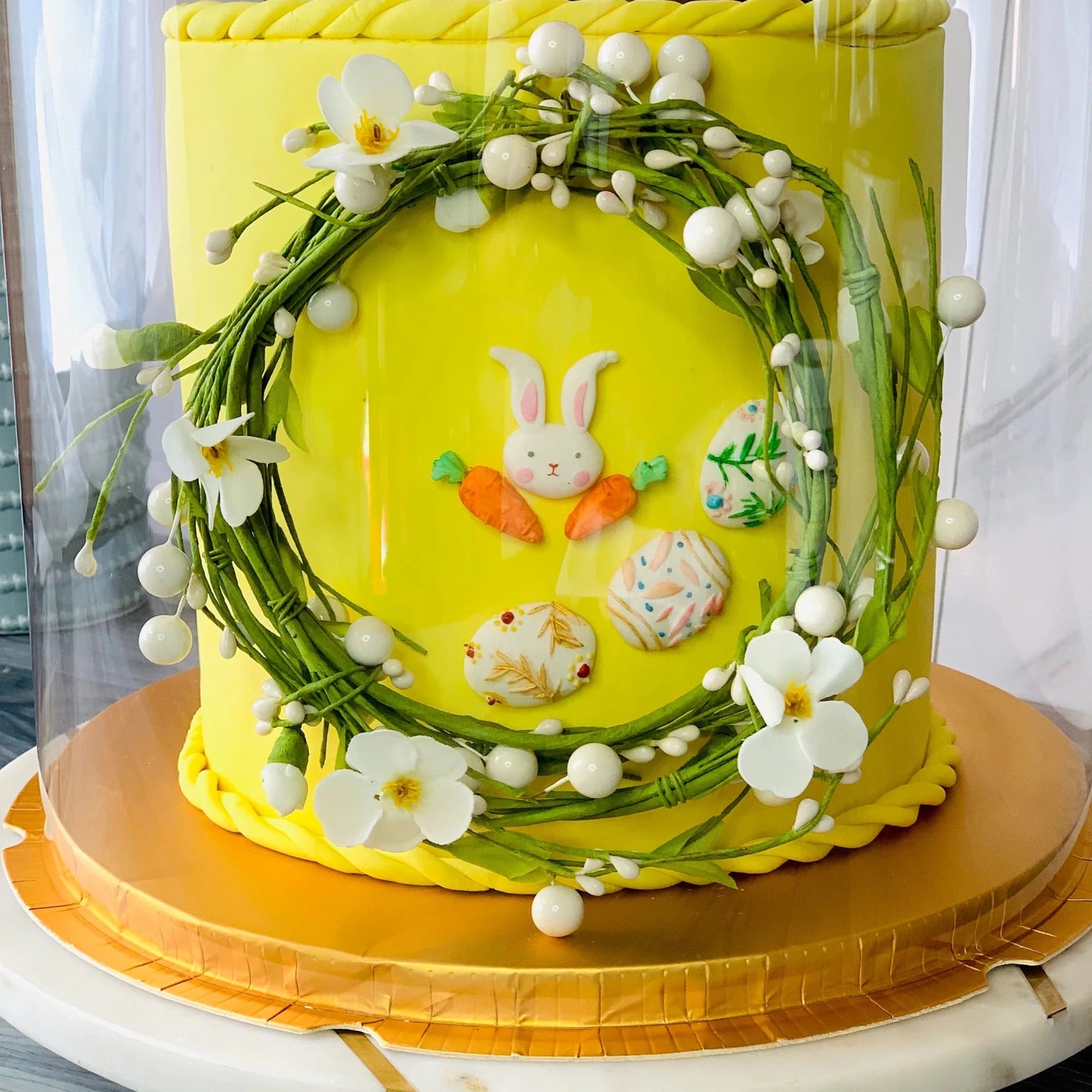 Large Round Tall Gold Clear Cake Box - 11.75" D x 13.5" H - Clear Cake Boxes for Tiered Cakes - Gold Clear Gift Box - Round cake box