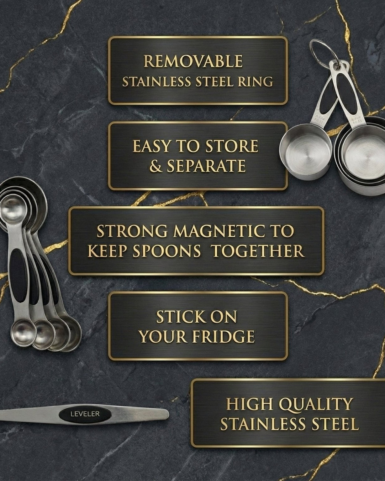 Magnetic Measuring Spoons and Stainless Steel Measuring Cups - measuring cups and spoons