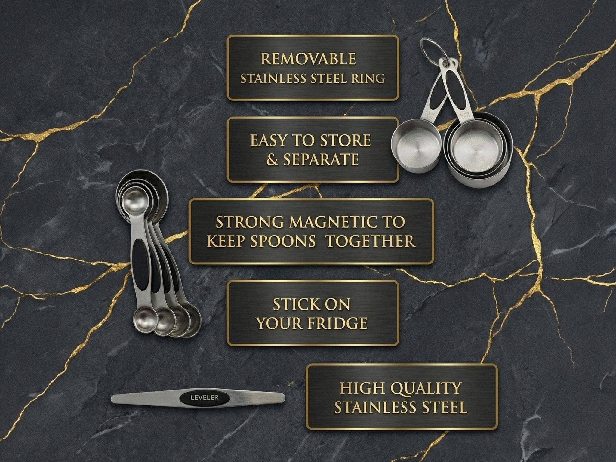 Magnetic Measuring Spoons and Stainless Steel Measuring Cups - measuring cups and spoons