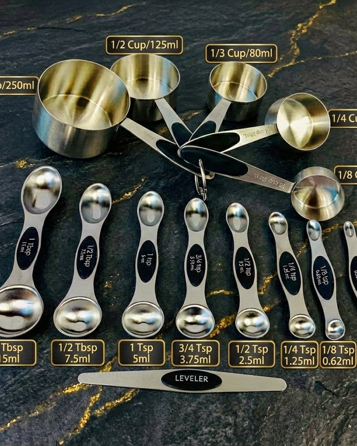 Magnetic Measuring Spoons and Stainless Steel Measuring Cups - measuring cups and spoons