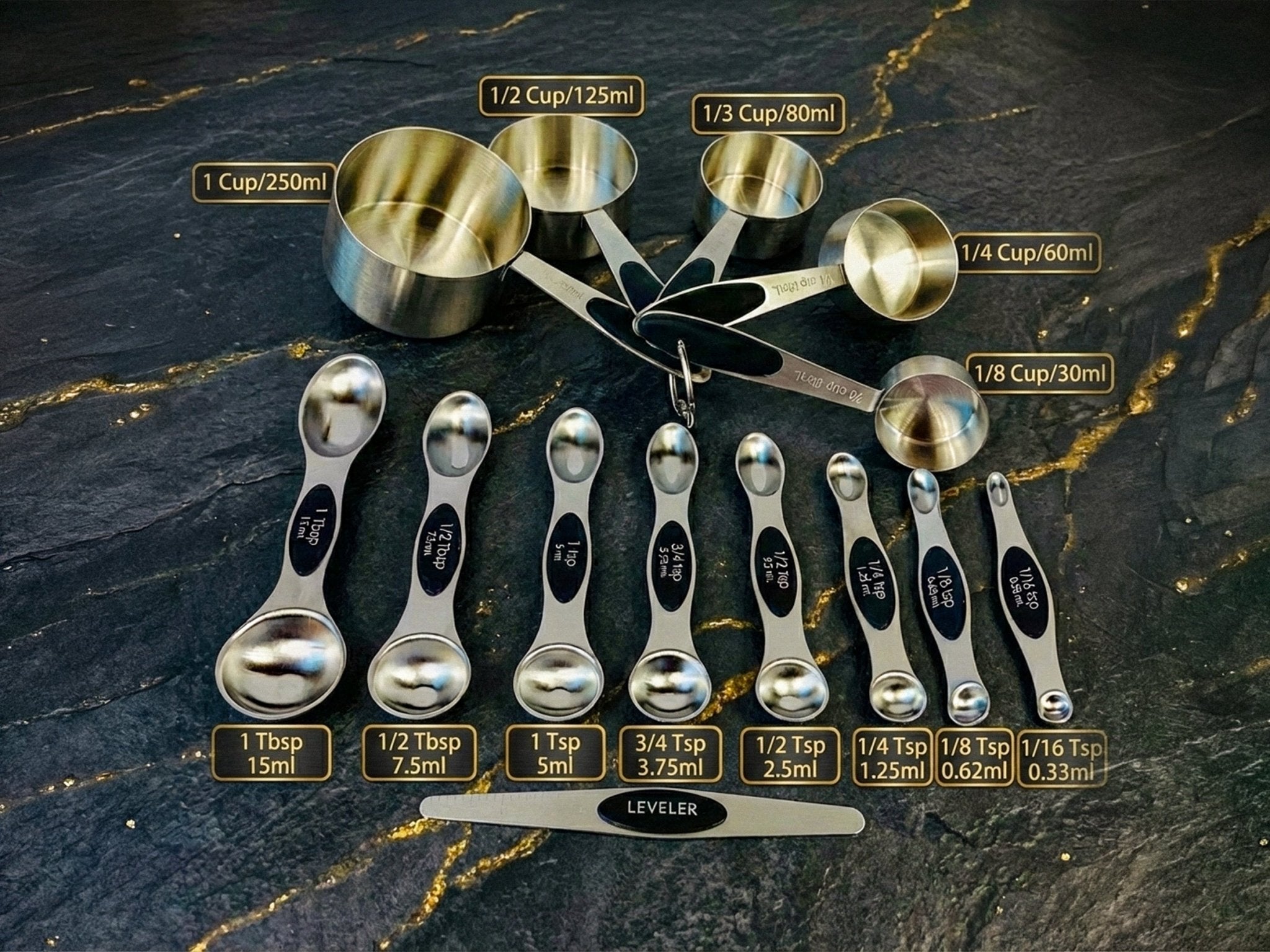 Magnetic Measuring Spoons and Stainless Steel Measuring Cups - measuring cups and spoons