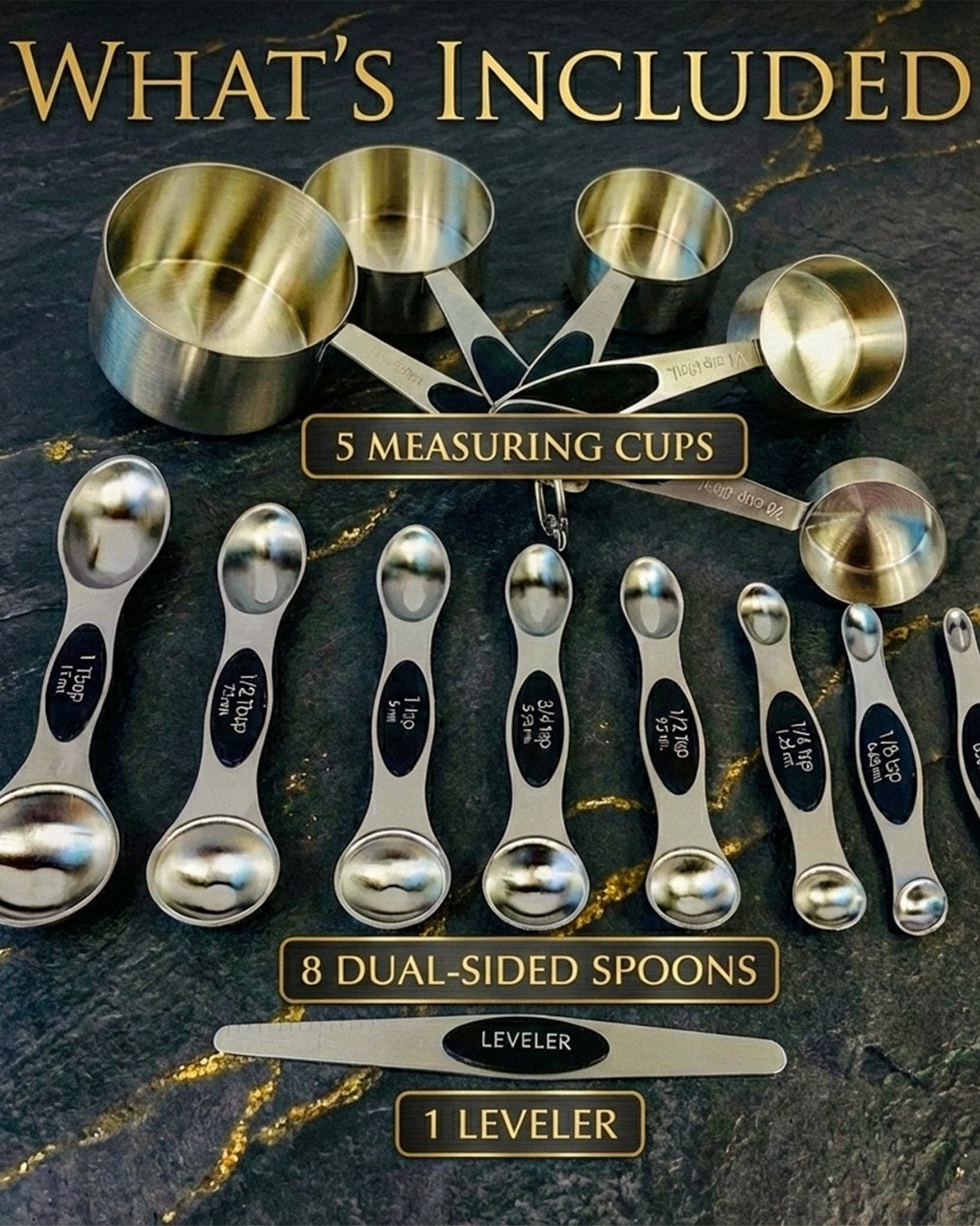 Magnetic Measuring Spoons and Stainless Steel Measuring Cups - measuring cups and spoons