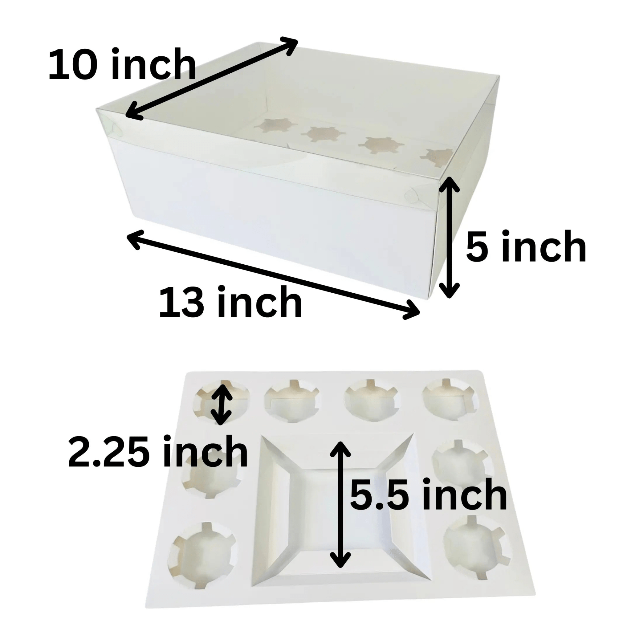 Mini Cake and Cupcakes Bento Boxes With Clear Lid 1 Cake and 8 Cupcakes - Cupcake boxes