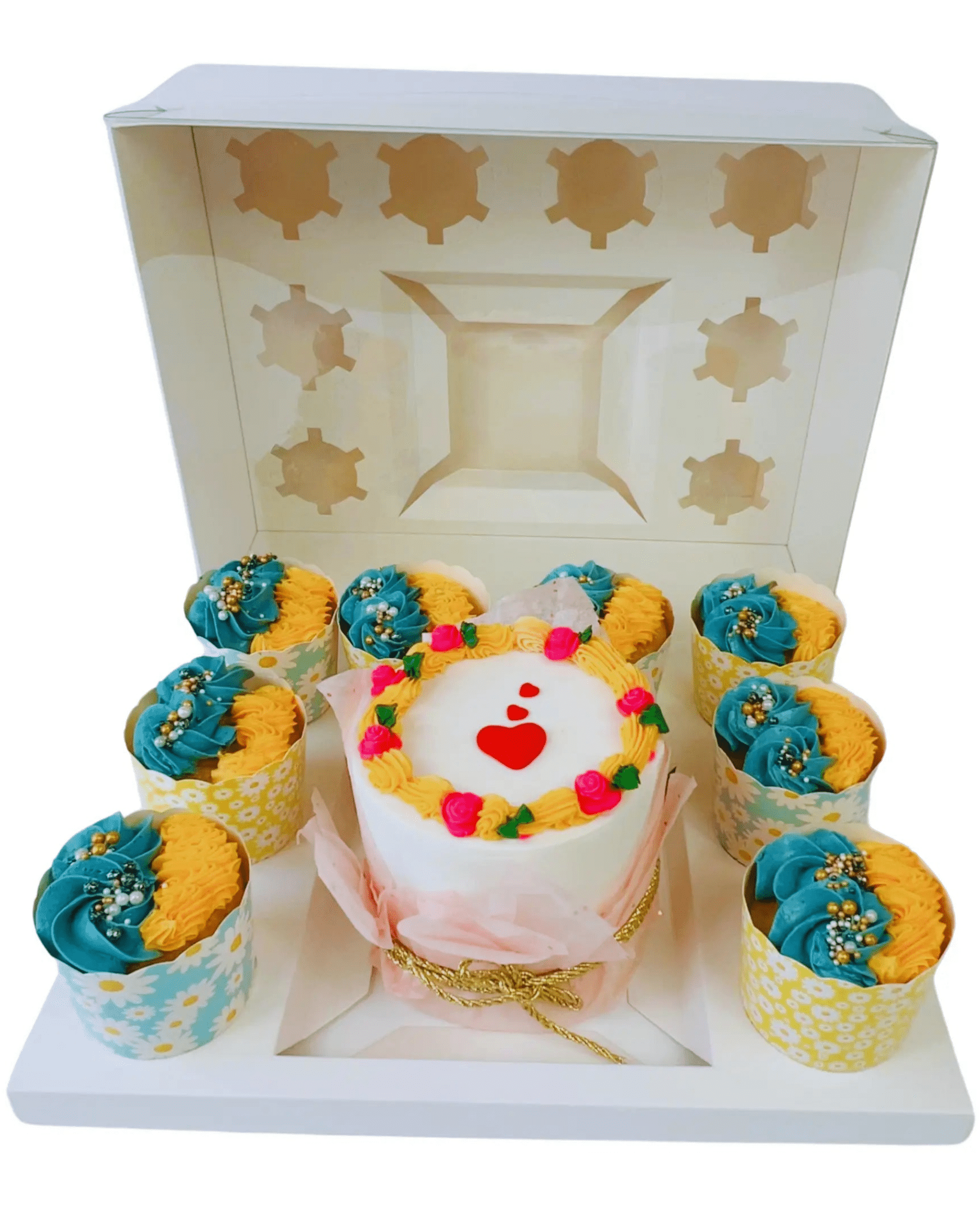 Mini Cake and Cupcakes Bento Boxes With Clear Lid and 8 Cupcake Holes - Sweet Degrees Kitchen