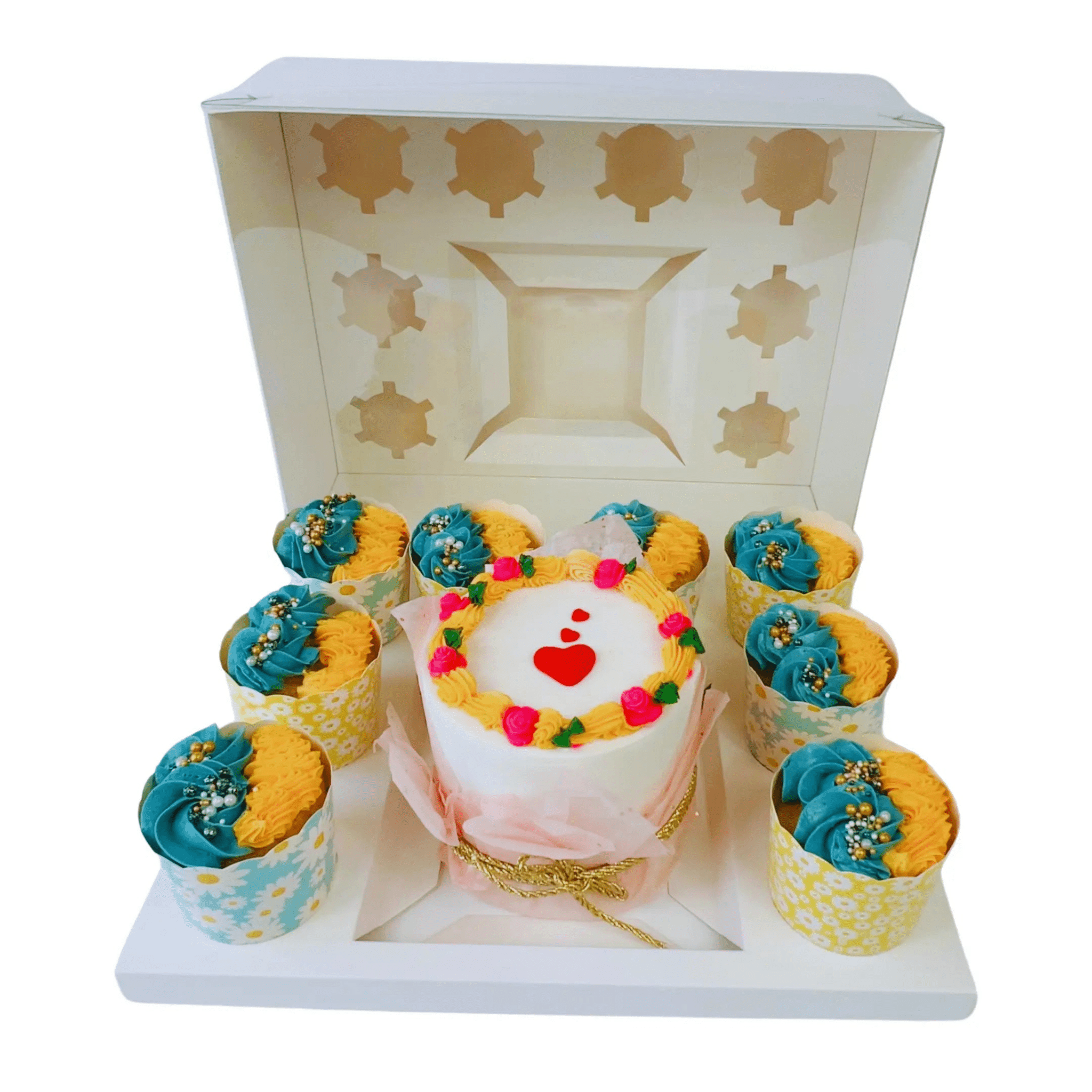 Mini Cake and Cupcakes Bento Boxes With Clear Lid and 8 Cupcake Holes - Sweet Degrees Kitchen