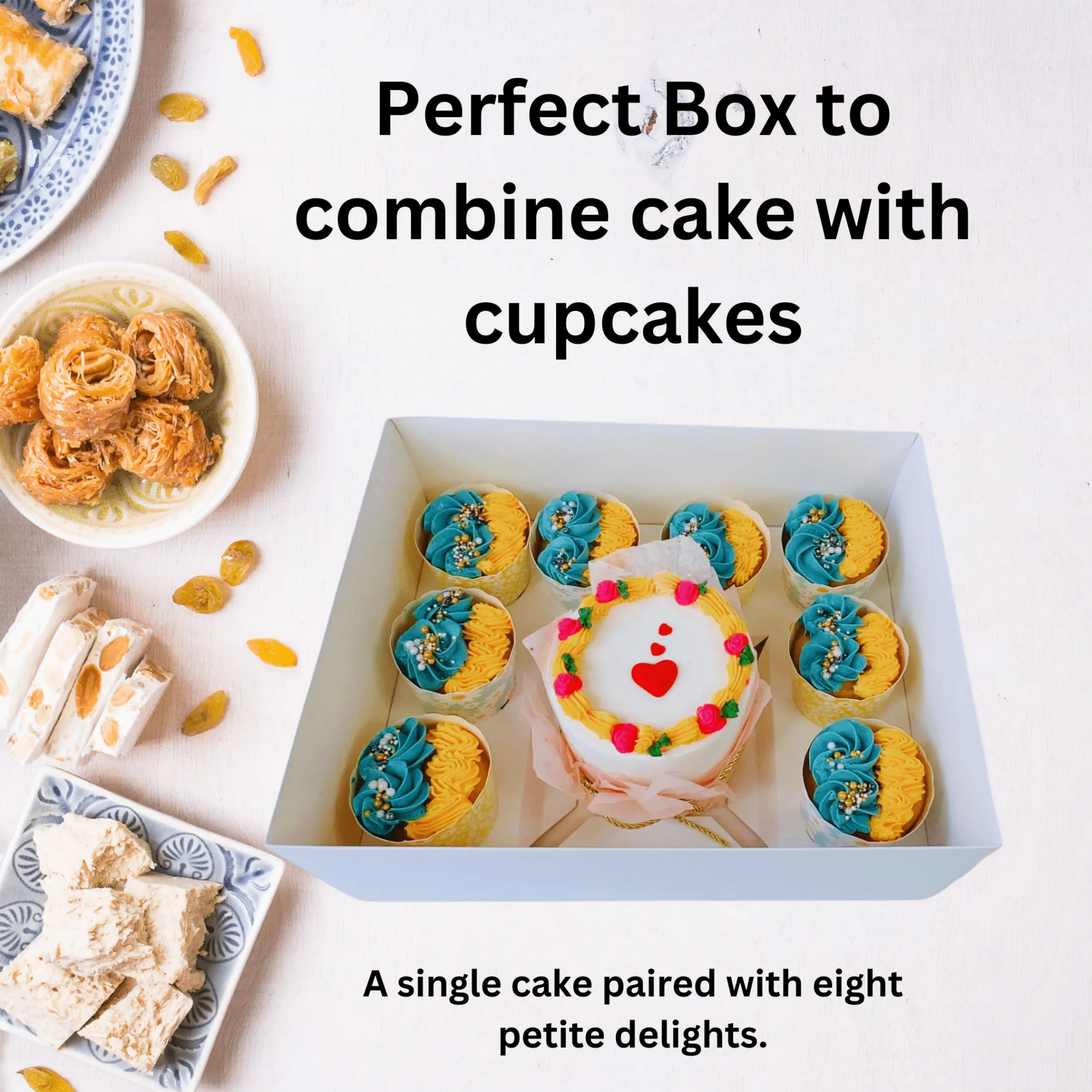 Mini Cake and Cupcakes Bento Boxes With Clear Lid and 8 Cupcake Holes - Sweet Degrees Kitchen