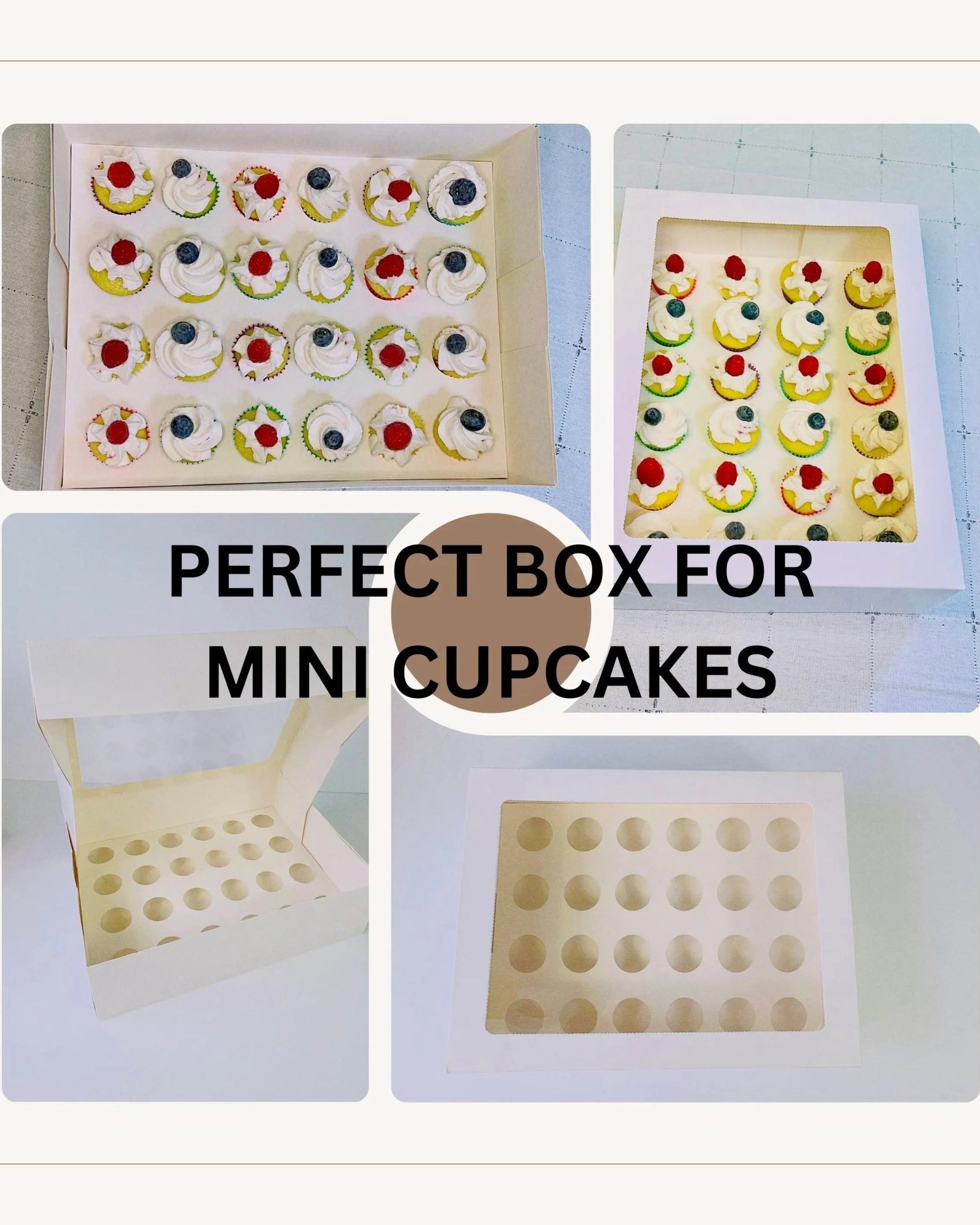Mini Cupcake Boxes with 12 Holes Inserts - Cupcake Cone Box - 12minisSweet Degrees Kitchen