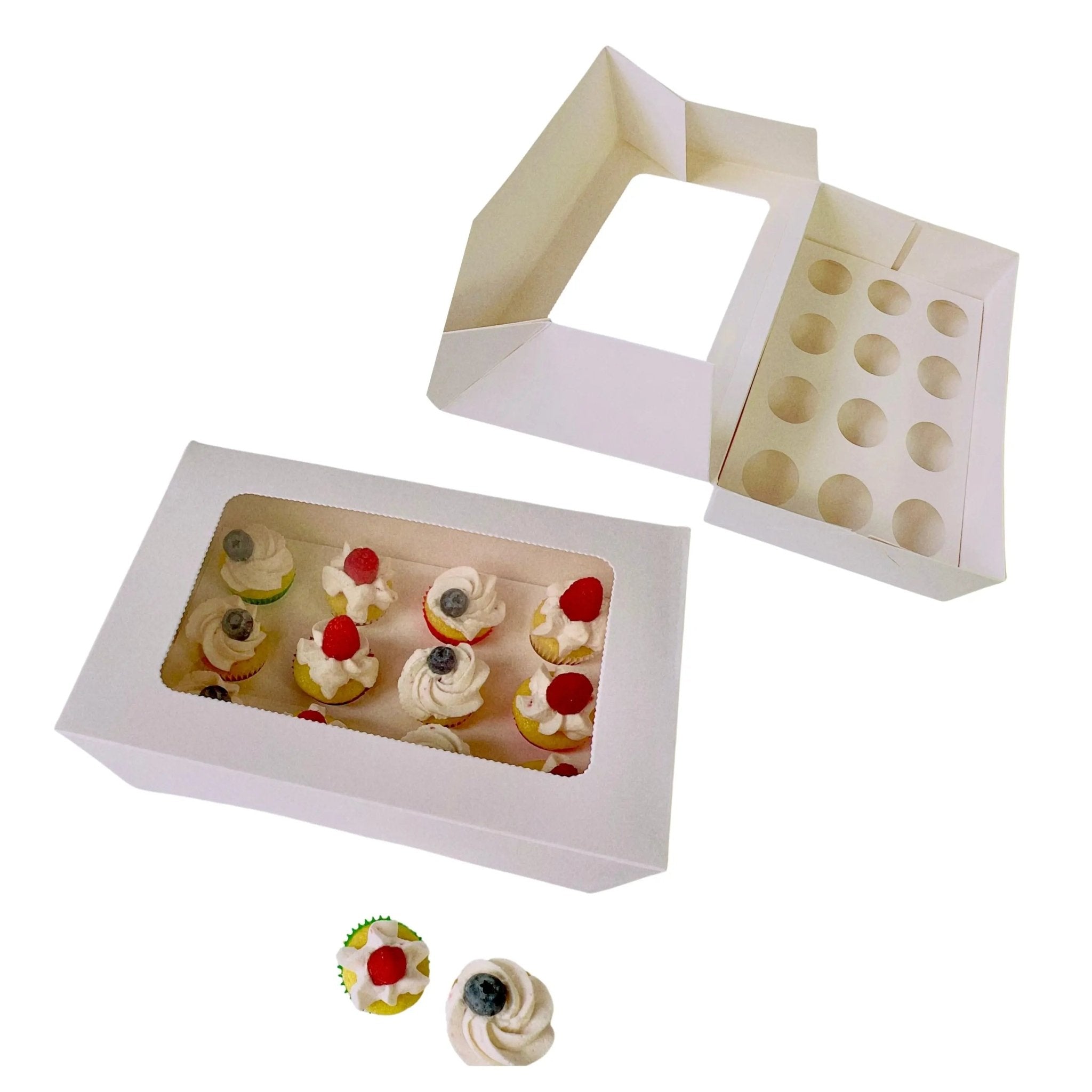 Mini Cupcake Boxes with Clear Window 12 Inserts - 12minis Cupcake boxes