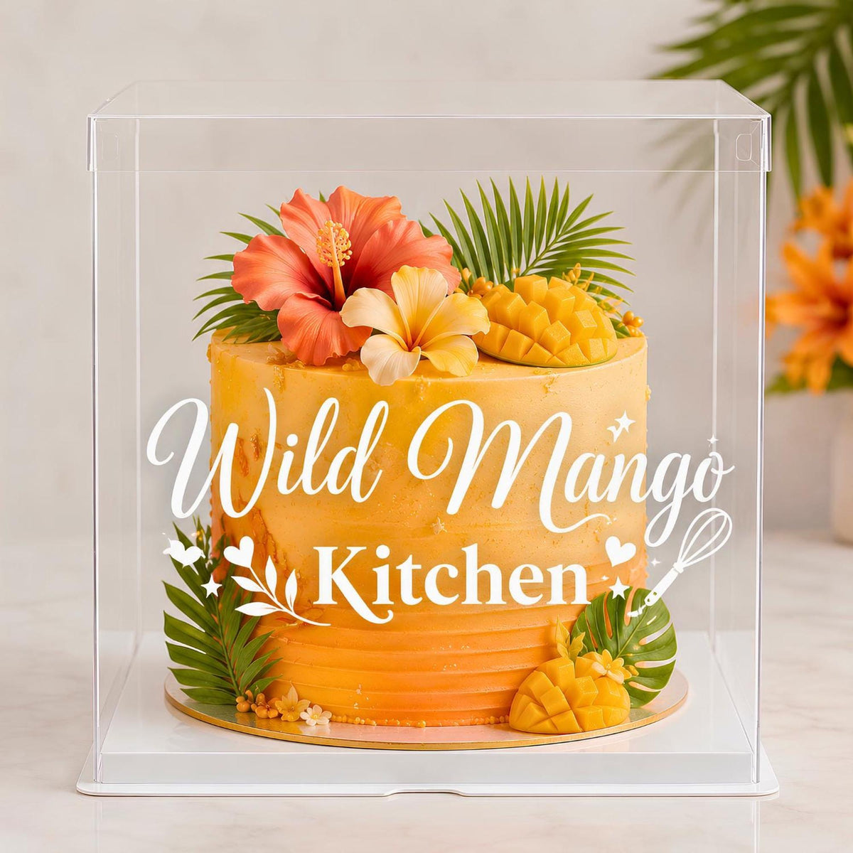 Personalized Bakery Cake Box, Custom Clear Cake Display Box, Branded Cake Delivery Packaging for Cottage Bakers 14x14x16