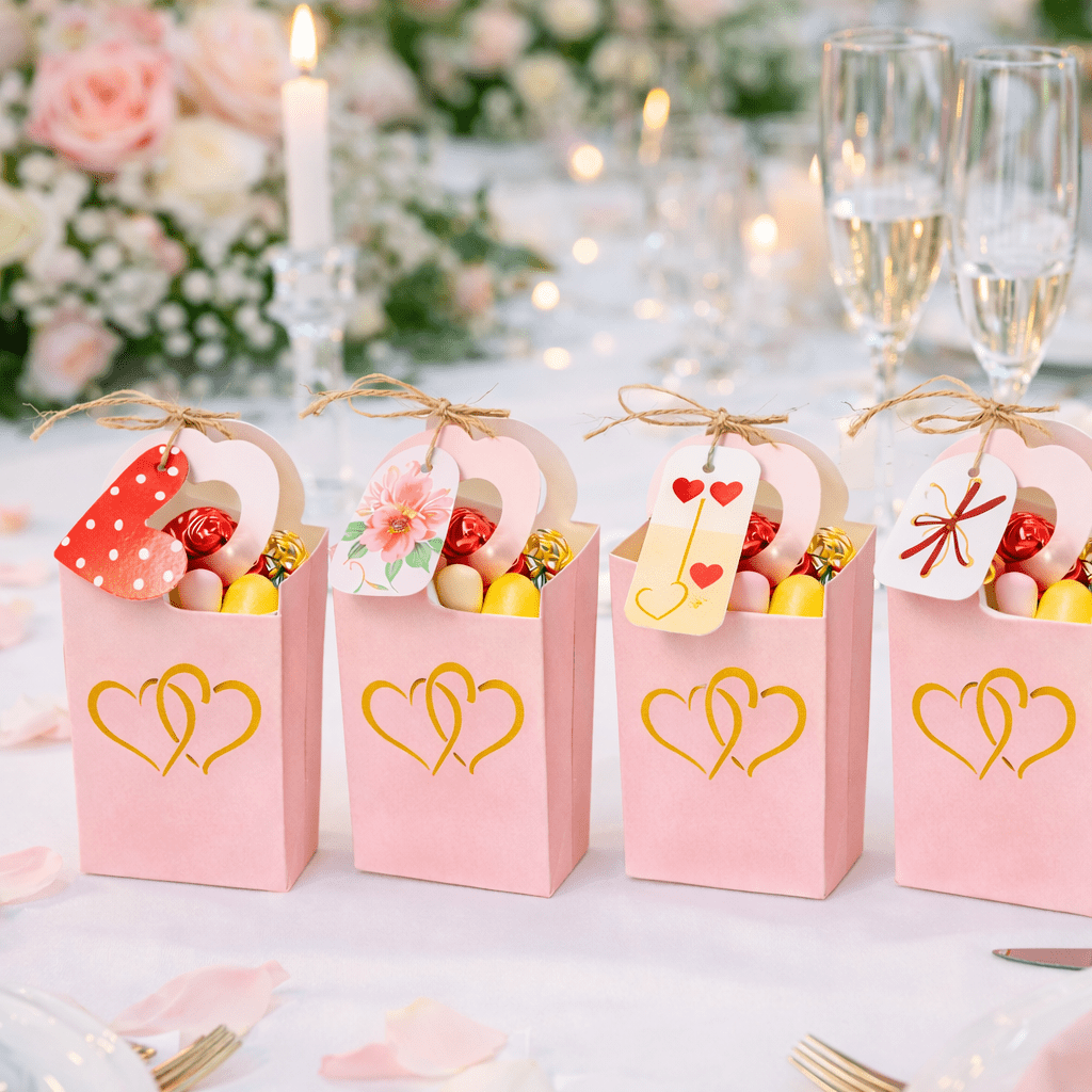 Pink Double Heart Wedding Favor Boxes 50 Pack - variant_product_type