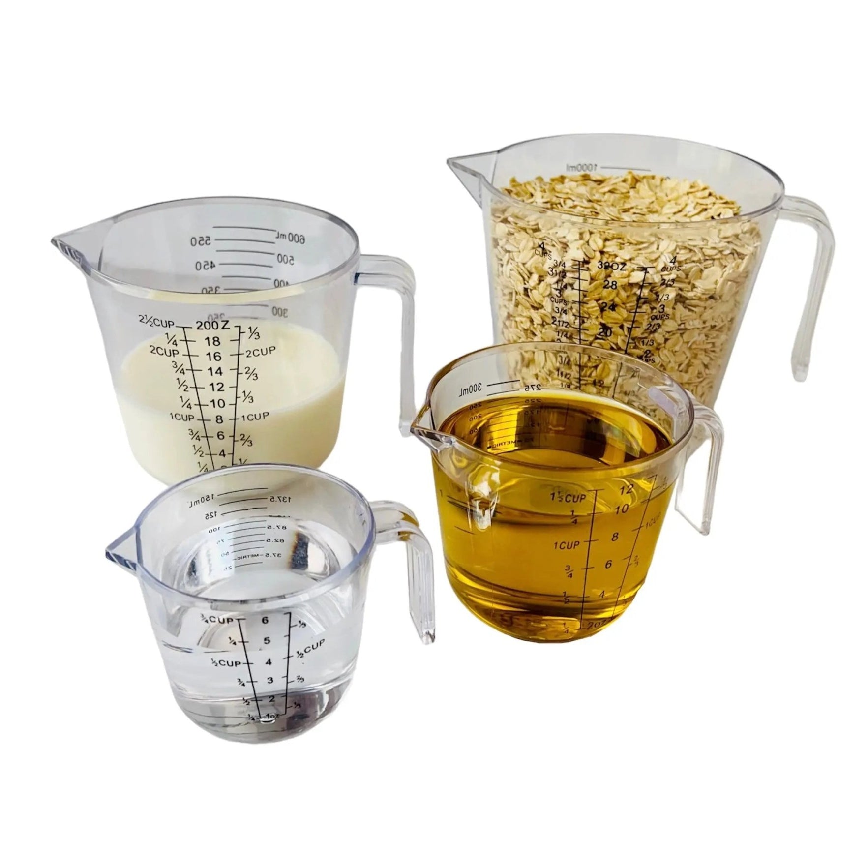 Plastic Measuring Cups for Dry and Liquid Ingredients 4 Pieces - measuring cups and spoons